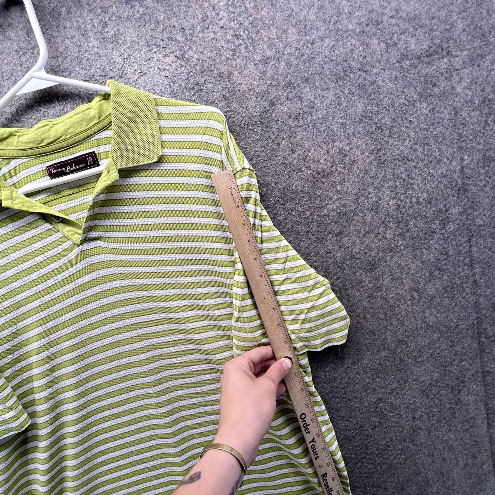 Tommy Bahama Tommy Bahama Golf Polo Shirt Mens L Green Stripe Knit Short Sleeve Casual Size US L / EU 52-54 / 3 - 5 Thumbnail