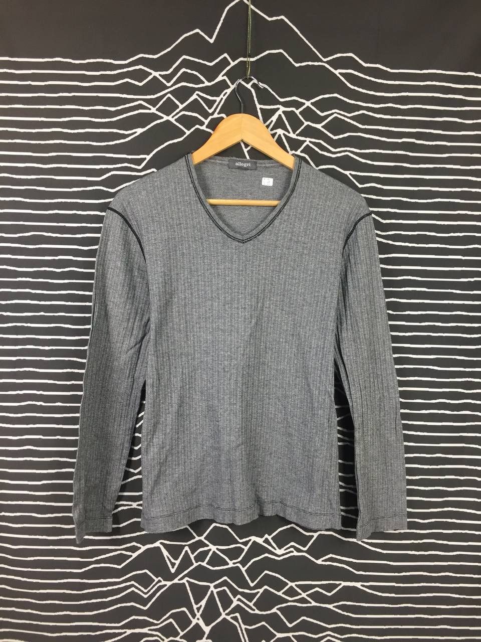 Allegri Vtg Allegri Ribbed Knit V-Neck Long Sleeve Designer Tee Size US M / EU 48-50 / 2 - 2 Thumbnail