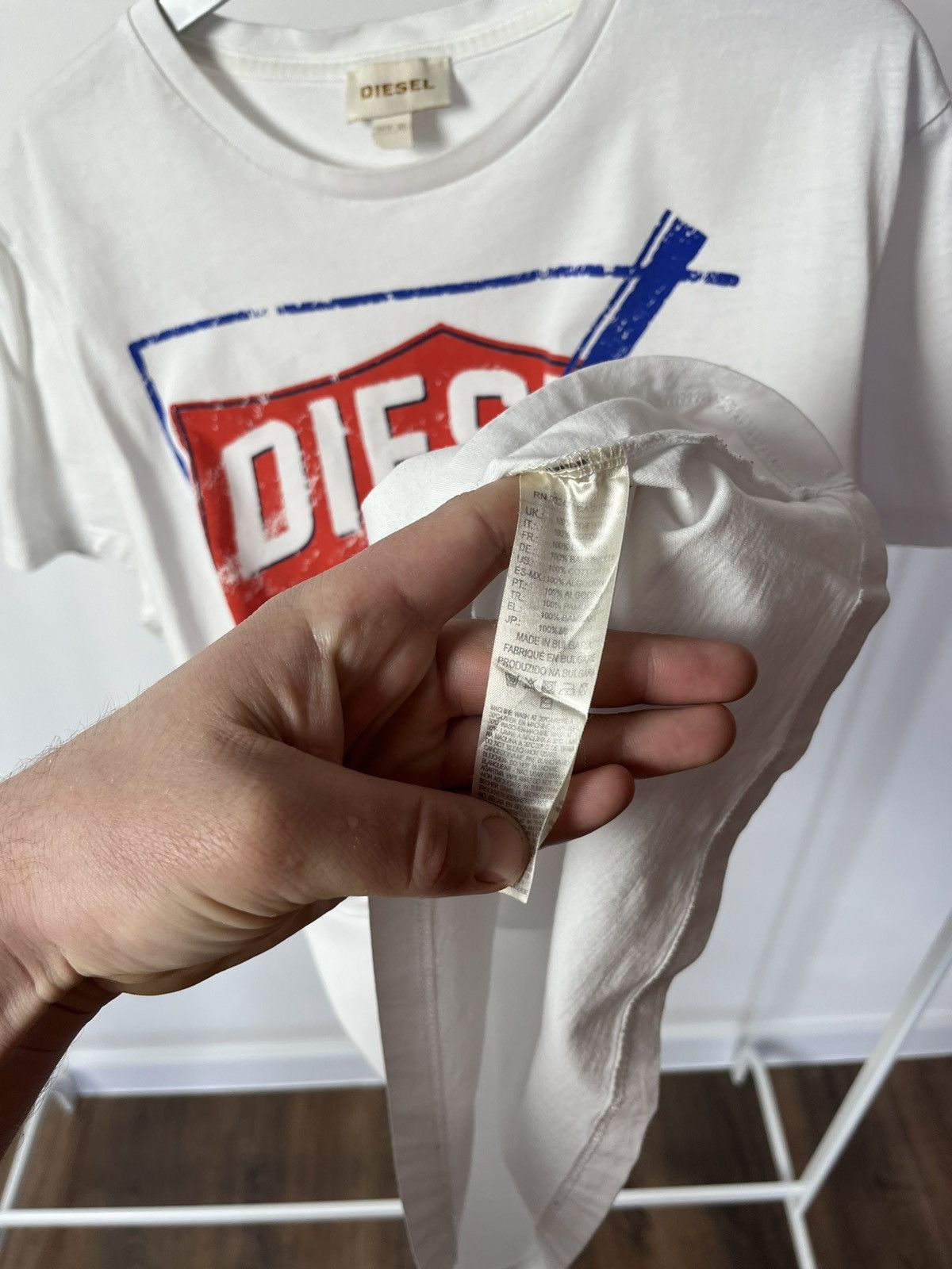 Diesel White Diesel T-shirt with Graphic Logo Print, Size XL Size US XL / EU 56 / 4 - 6 Thumbnail