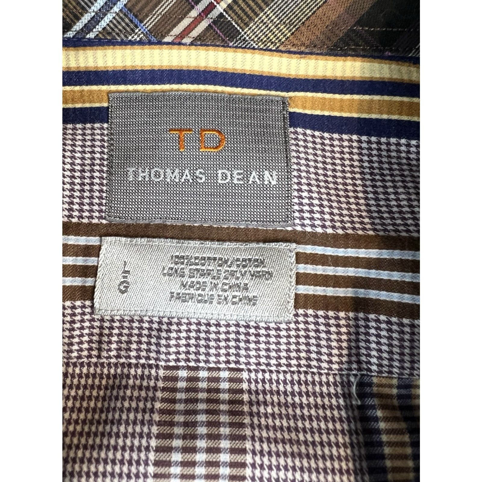 Vintage Thomas Dean Shirt Mens L Button-Up Long Sleeve Purple Brown Striped Preppy Size US L / EU 52-54 / 3 - 5 Thumbnail