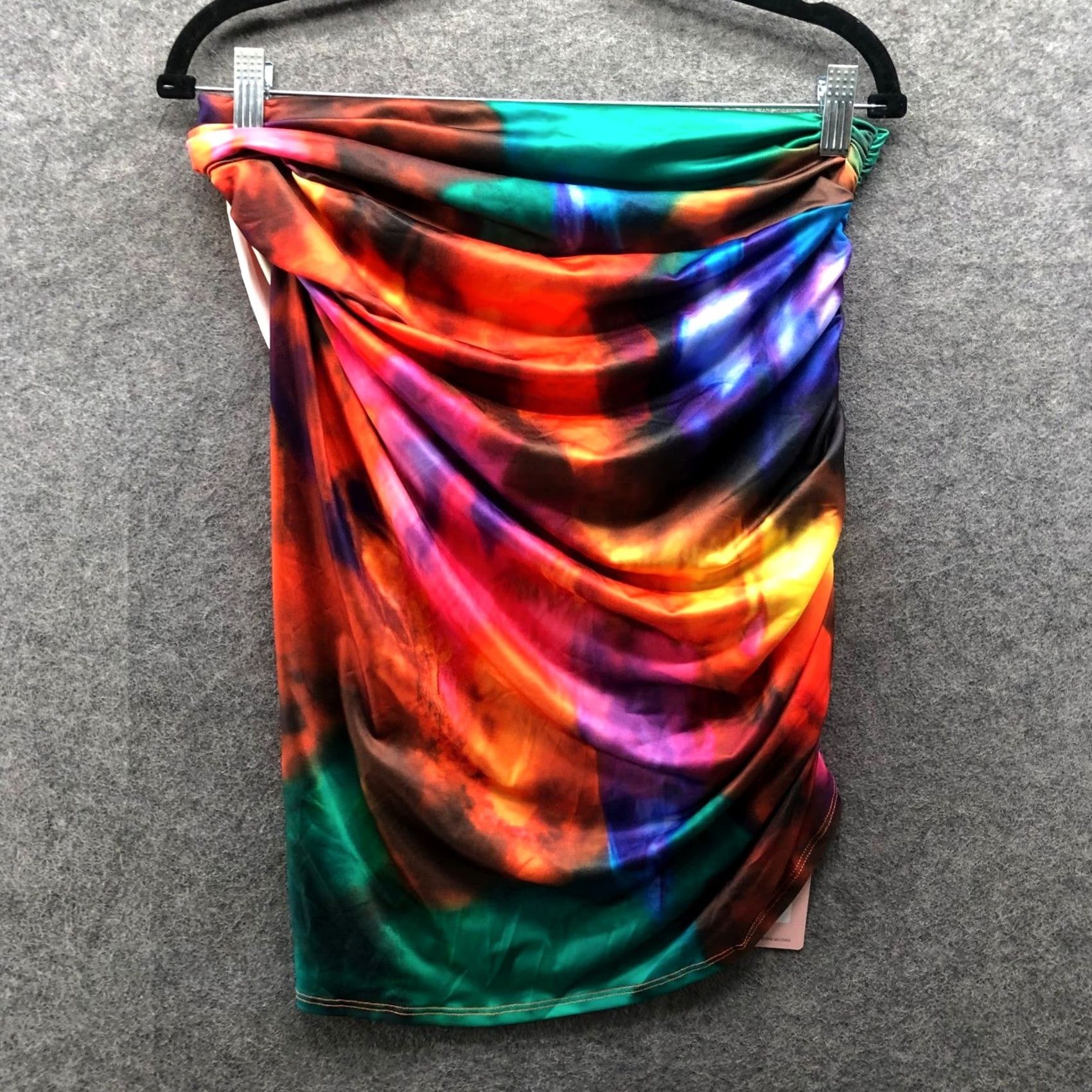 Rainbow NWT MICAS Ruched Wrap Rainbow Mini Skirt Womens M Tie Dye Bodycon Pull On Skirt Size 32" / US 10 / IT 46 - 2 Thumbnail