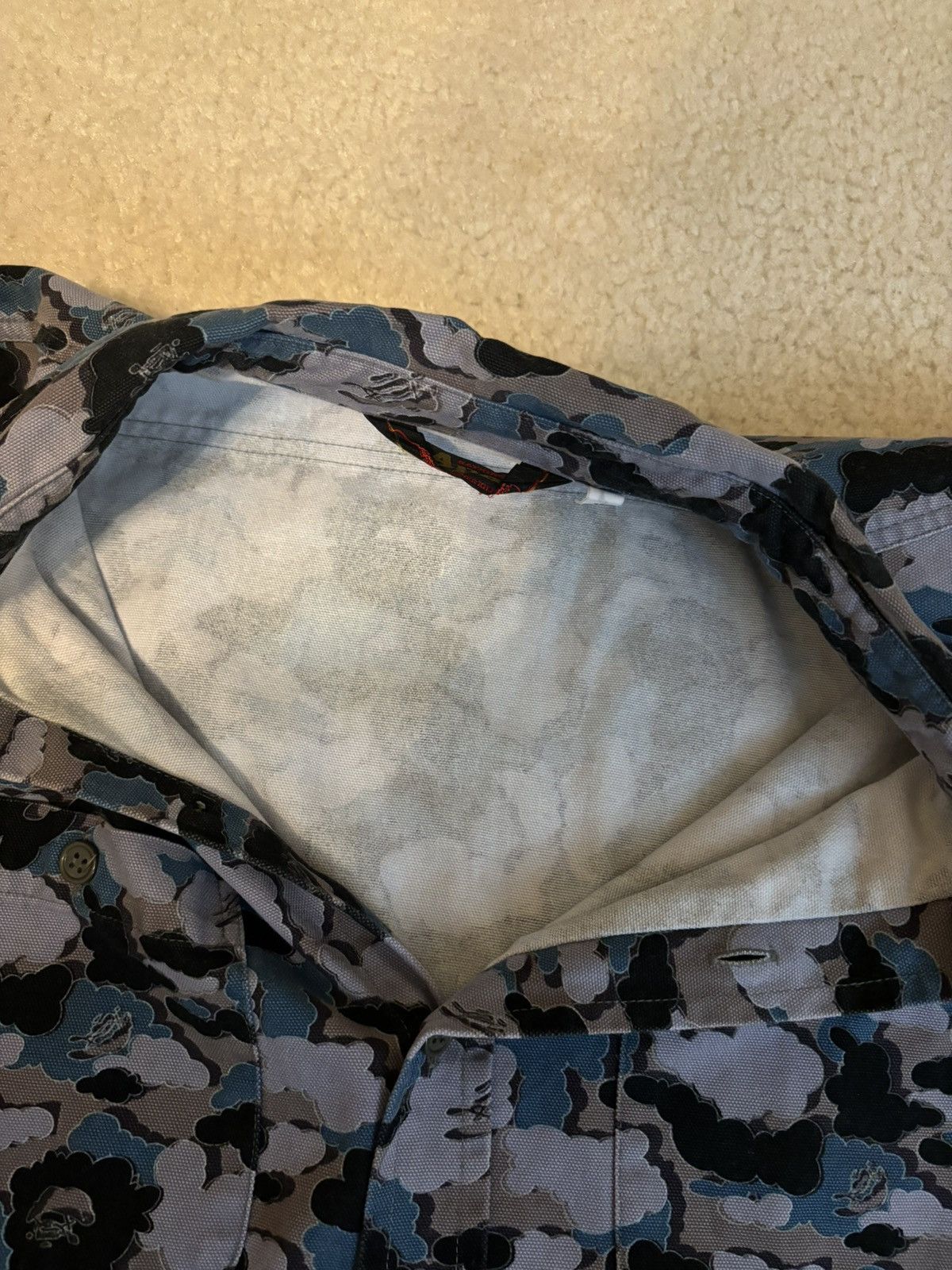 Bape × Kaws A Bathing Ape Kaws Cloud Camo Work Shirt Long Sleeve Blue Size US M / EU 48-50 / 2 - 4 Thumbnail