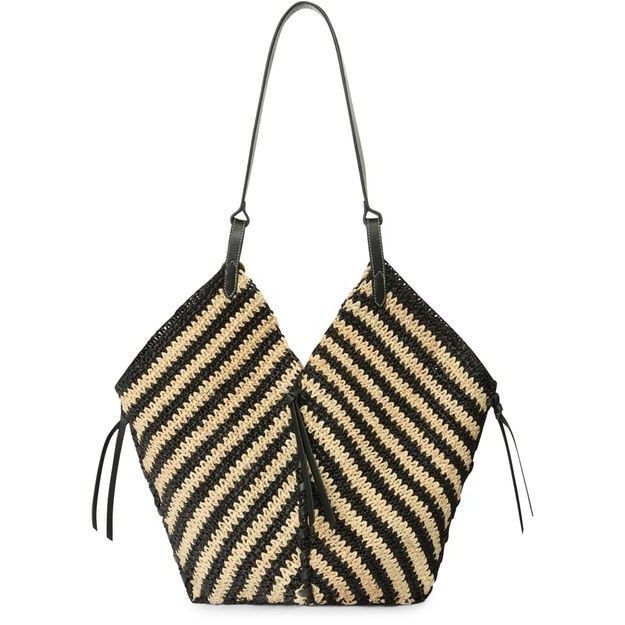Isabel Marant Isabel Marant Tampa Black Natural Raffia Striped Shoulder Ba Size ONE SIZE - 1 Preview