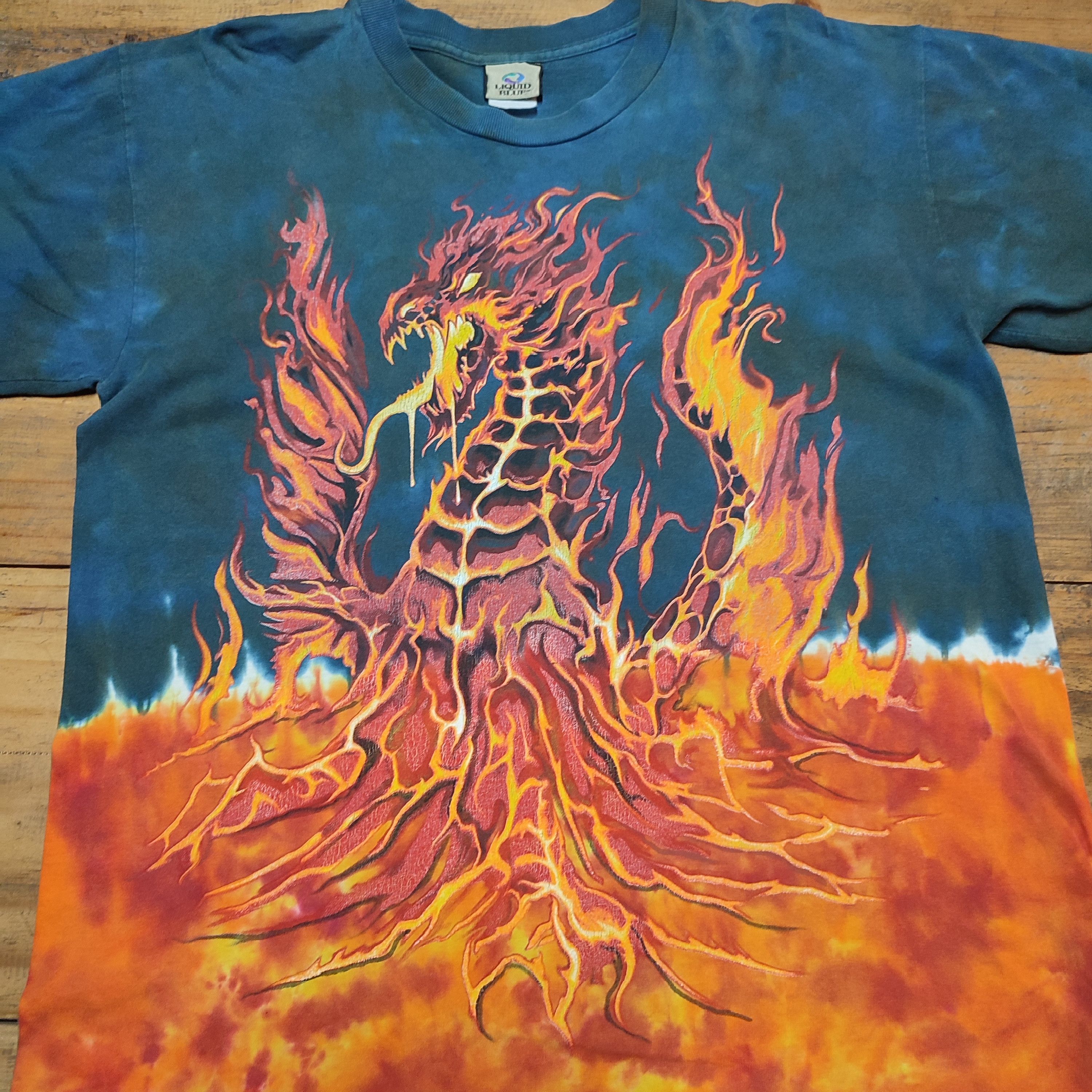 Liquid Blue Vintage Liquid Blue Cedar Point Tie Dye Dragon T-Shirt Size US L / EU 52-54 / 3 - 2 Thumbnail
