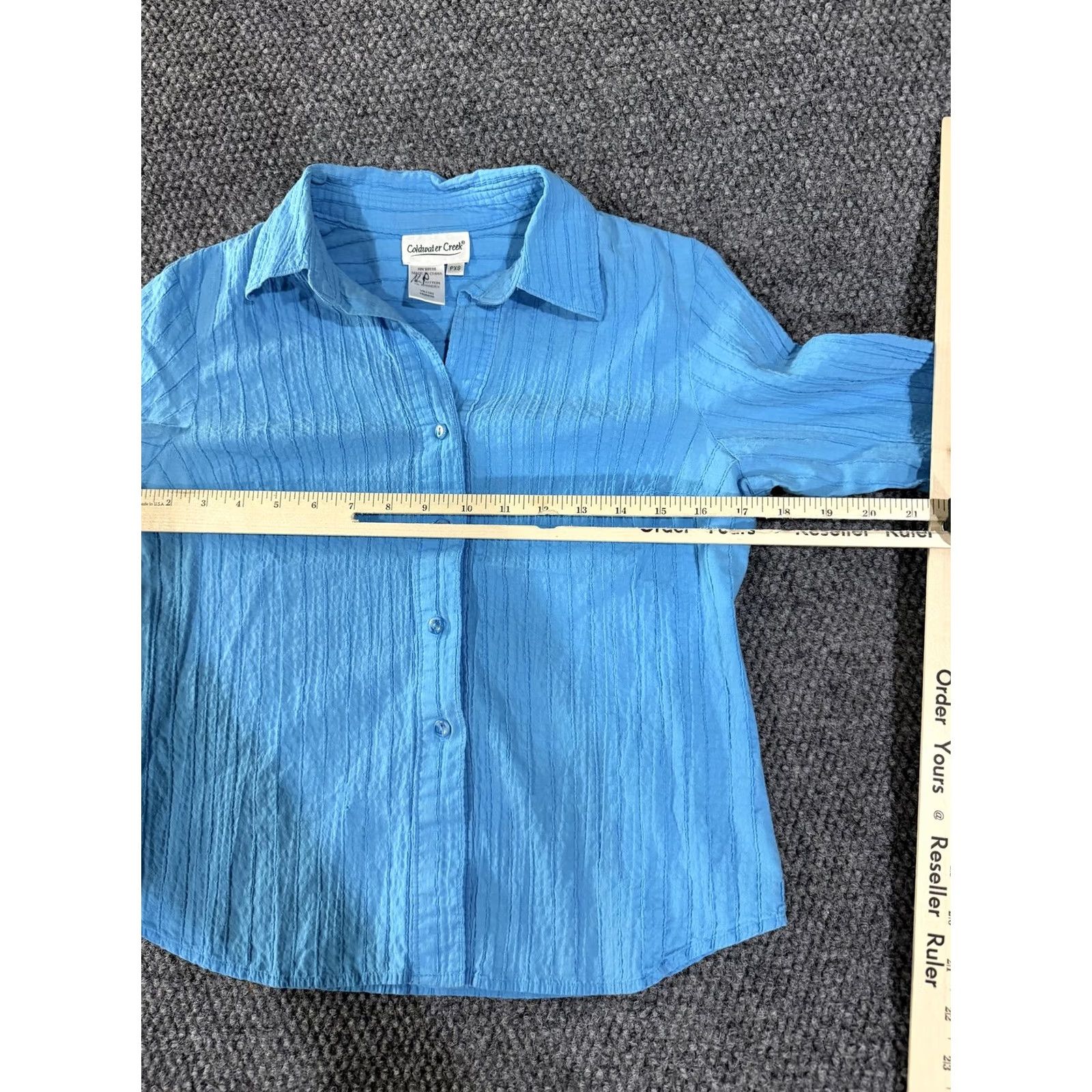 Coldwater Creek Coldwater Creek Shirt PXS Womens Blue Solid Stretch 3/4 Sleeve Button Front Top Size XS / US 0-2 / IT 36-38 - 5 Thumbnail