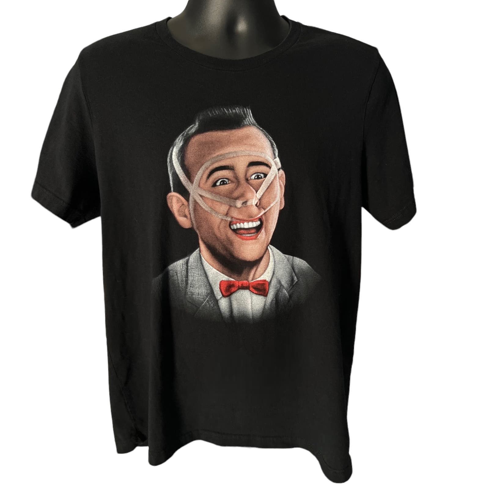 image of Official Pee Wee Herman Rare Tape Face Black Shirt, Men's (Size Large)