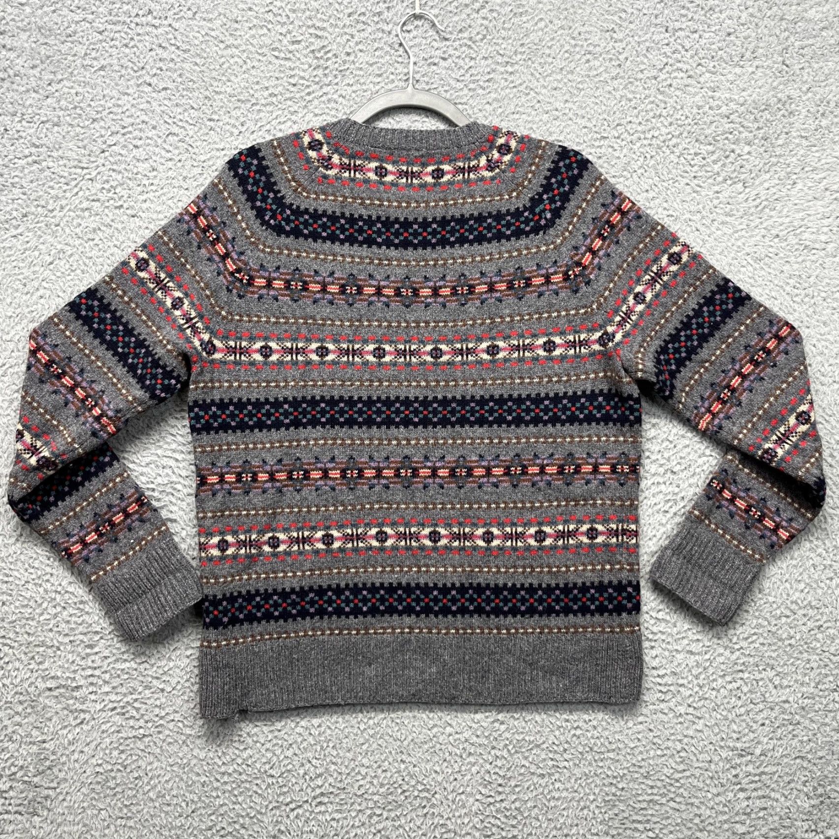 J.Crew J.Crew Sweater Mens Medium Gray Fair Isle Lambswool Crewneck Pullover Knit Size US M / EU 48-50 / 2 - 6 Thumbnail