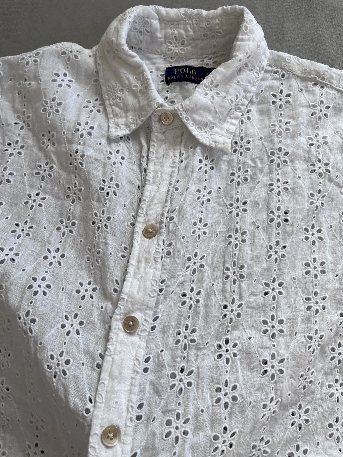 Polo Ralph Lauren Polo Ralph Lauren Eyelet Floral Sheer Button Down Shirt Size XS / US 0-2 / IT 36-38 - 3 Thumbnail