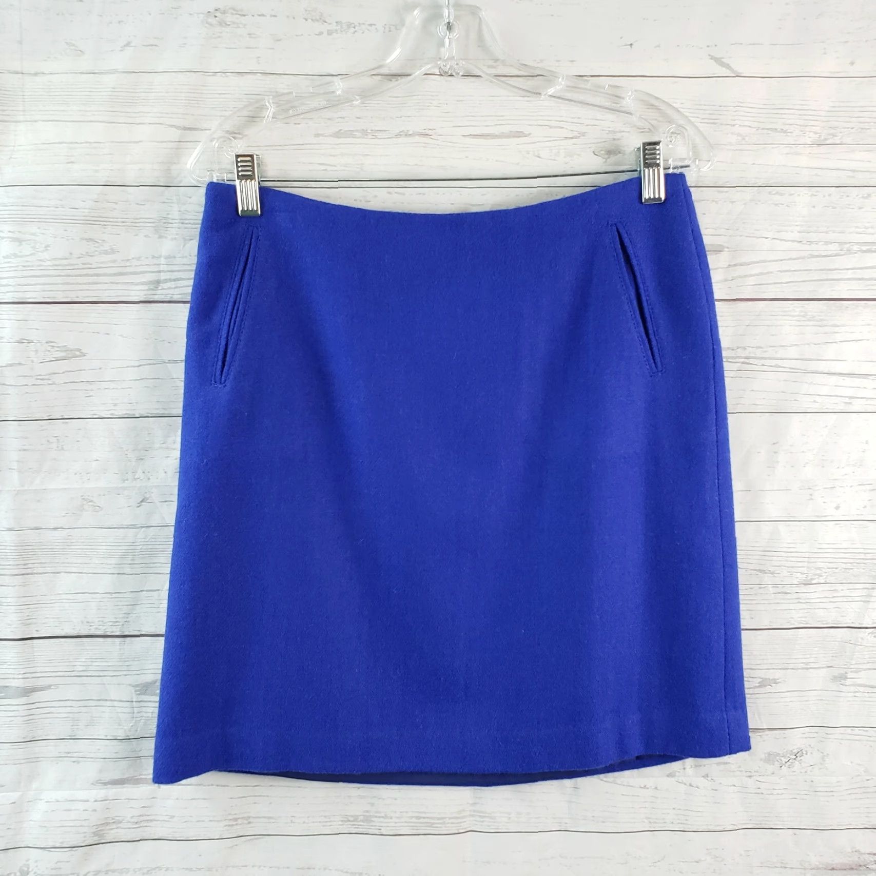 Talbots Talbots Skirt Womens Pencil Sz 4P Blue Wool Blend Lined Petite Short 19" 15" Waist Solid Size 27" / US 4 / IT 40 - 2 Thumbnail