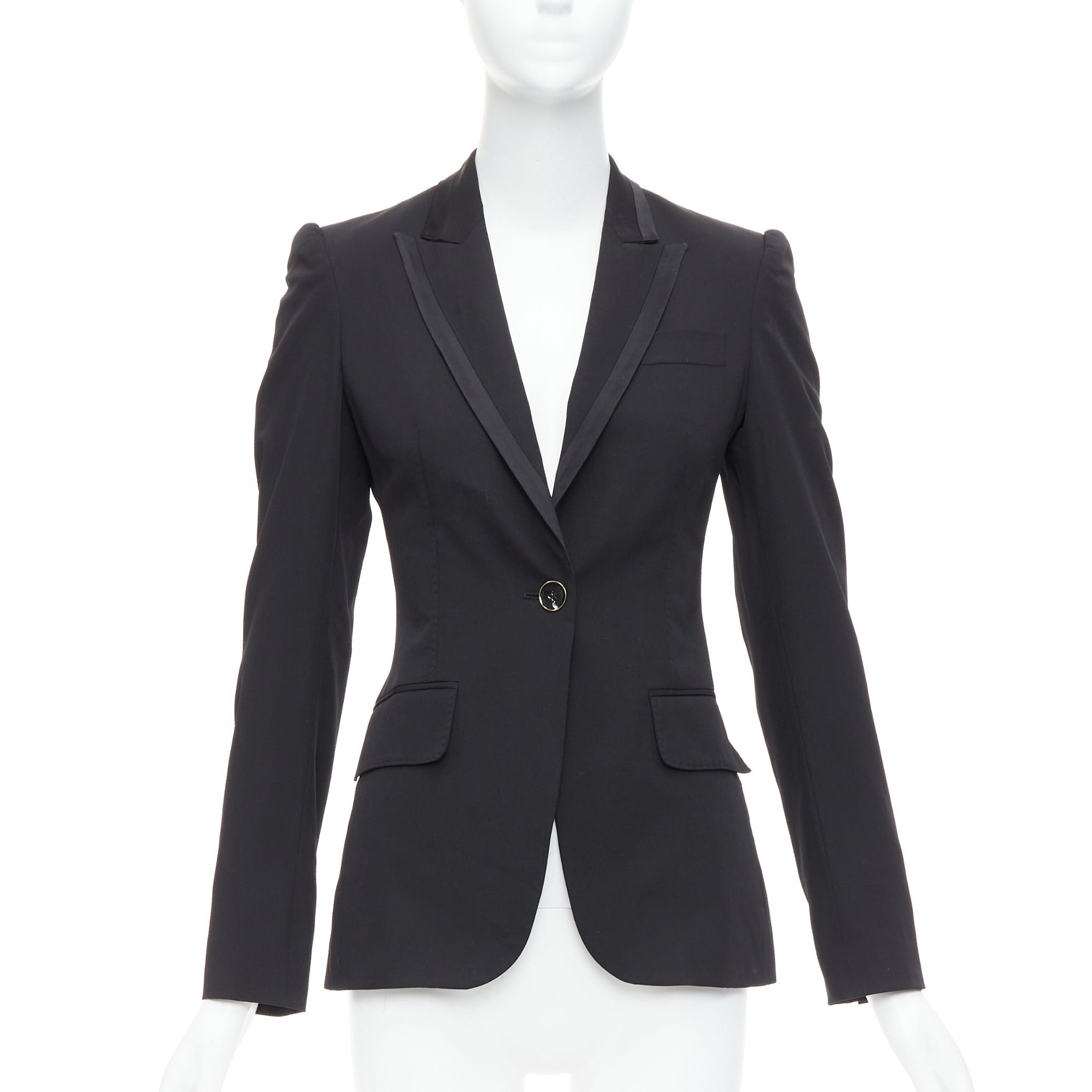 Stella McCartney STELLA MCCARTNEY 2008 black wool blend peak collar blazer IT36 XXS Size XS / US 0-2 / IT 36-38 - 1 Thumbnail