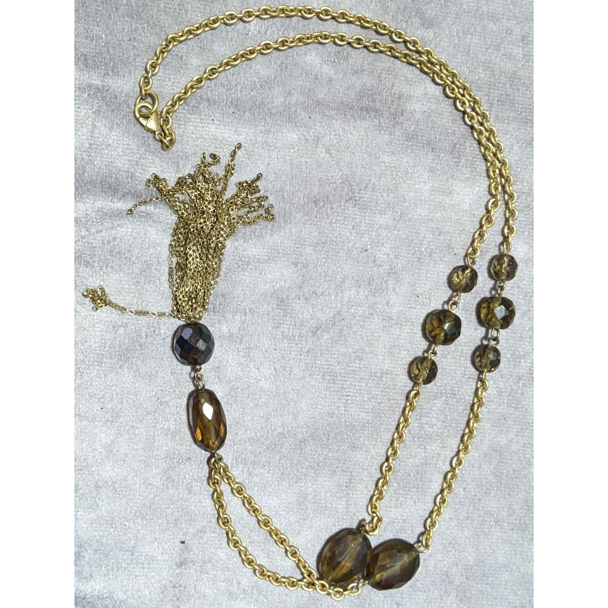 Other Glass Beaded Gold Chain Tassel Necklace Size ONE SIZE - 11 Thumbnail