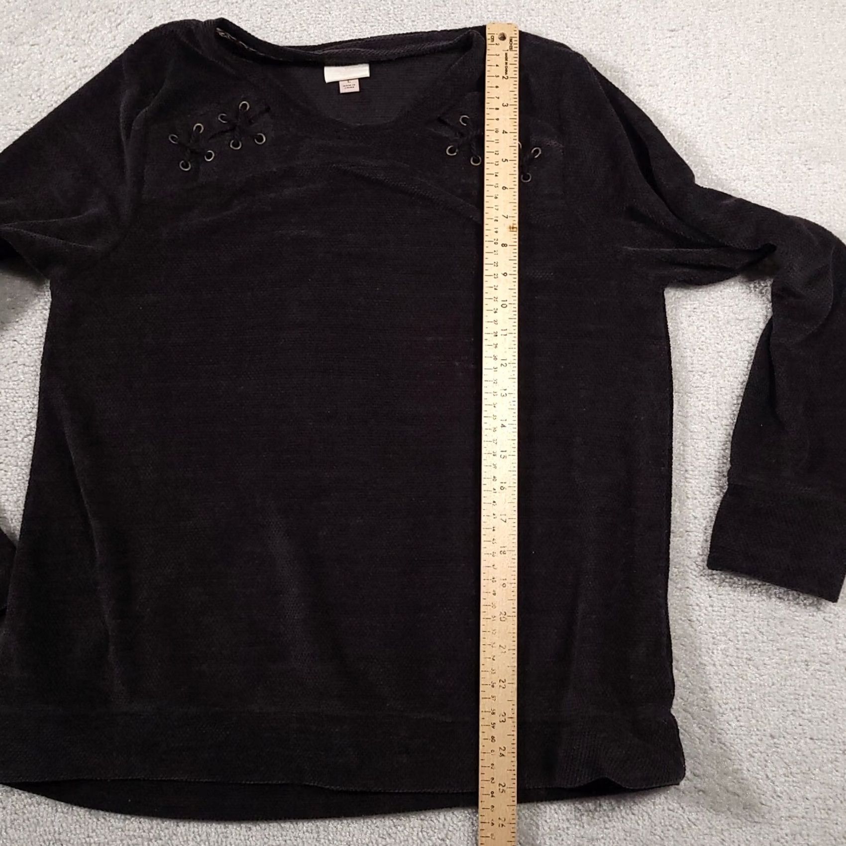 Vintage Knox Rose Sweater Women's Large Black Round Neck Laced Shoulders Knit Pullover Rose Casual Size L / US 10 / IT 46 - 7 Thumbnail