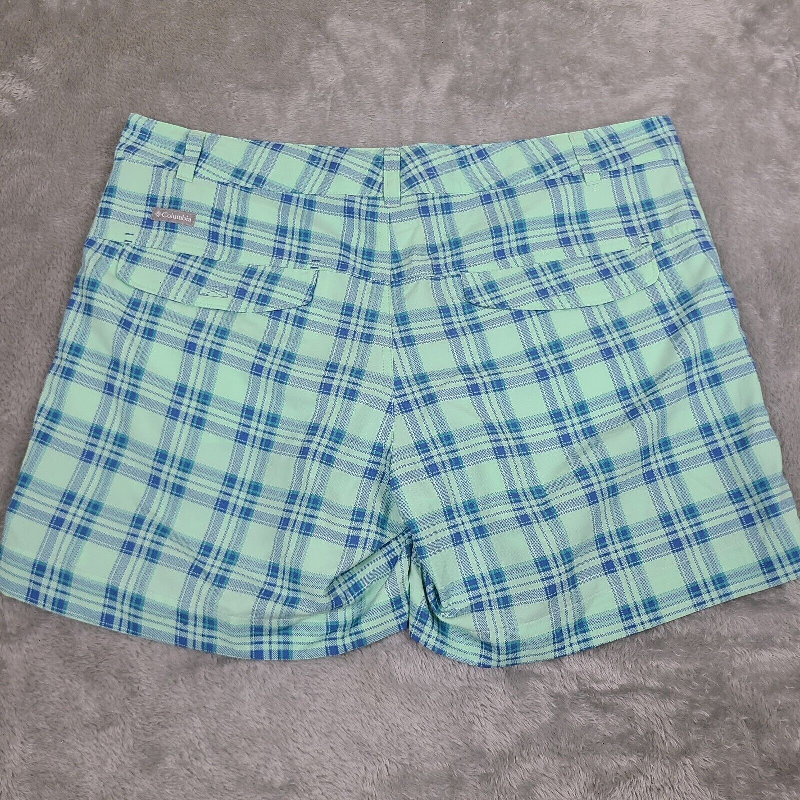 Columbia Columbia Omni Shade Nylon Blue/Green Plaid Hiking Shorts Wom Size 36" / US 14 / IT 50 - 12 Thumbnail