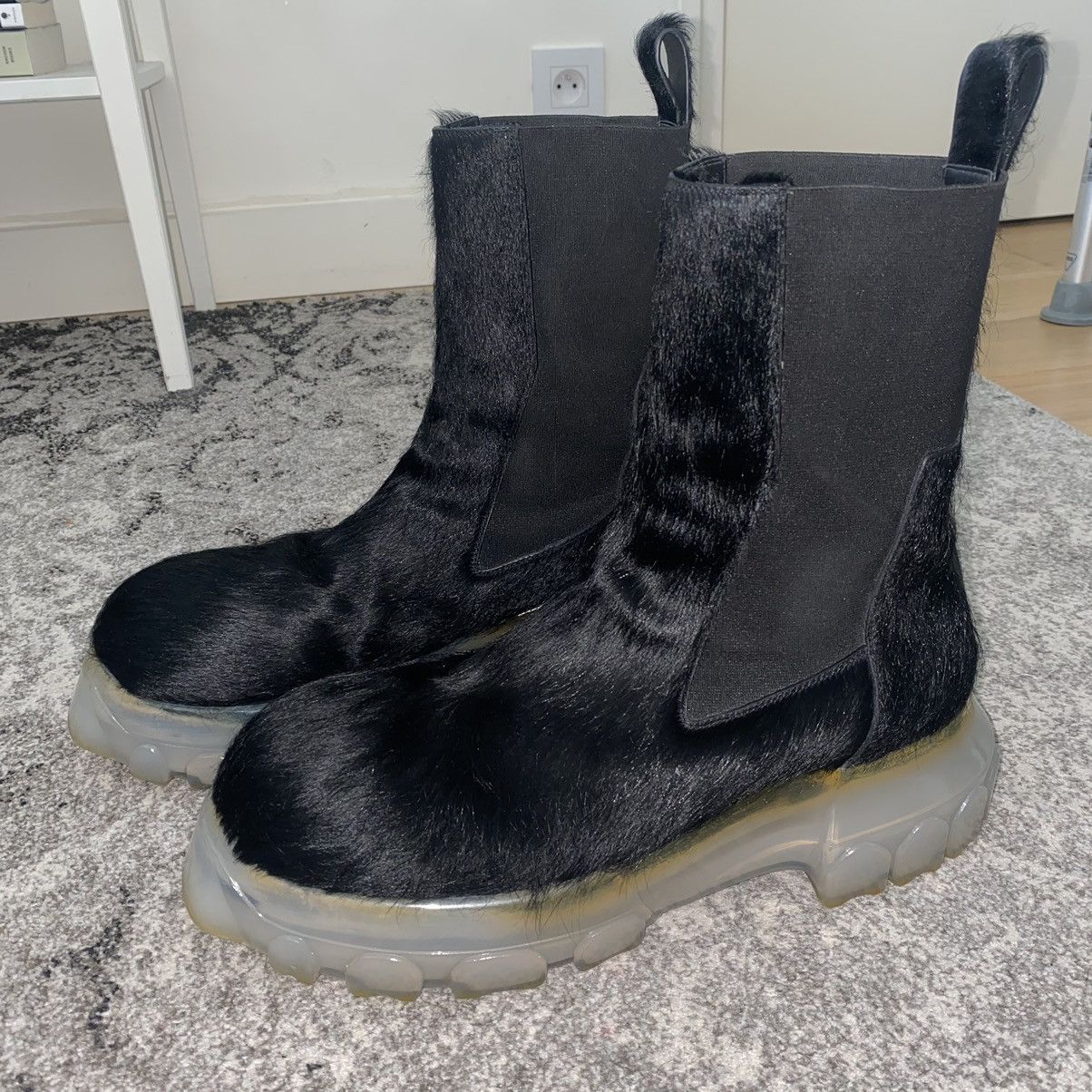 RICK OWENS AW 22 PONY HAIR TRACTOR BOOTS 42 - Boots