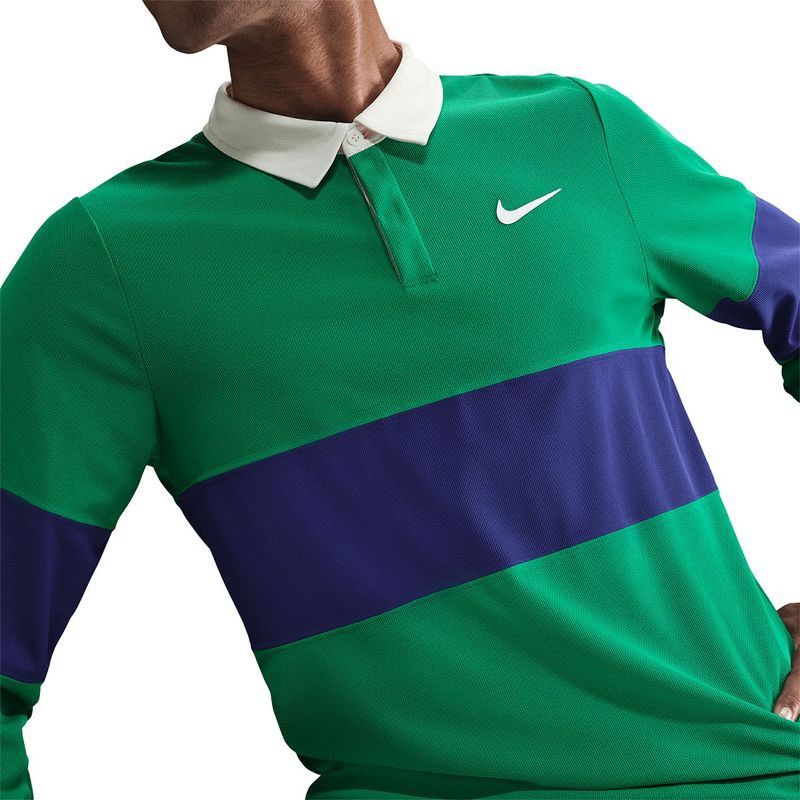 Nike Nike Court Advantage Slam Green Blue Long Sleeve Polo - Size US M / EU 48-50 / 2 - 2 Thumbnail