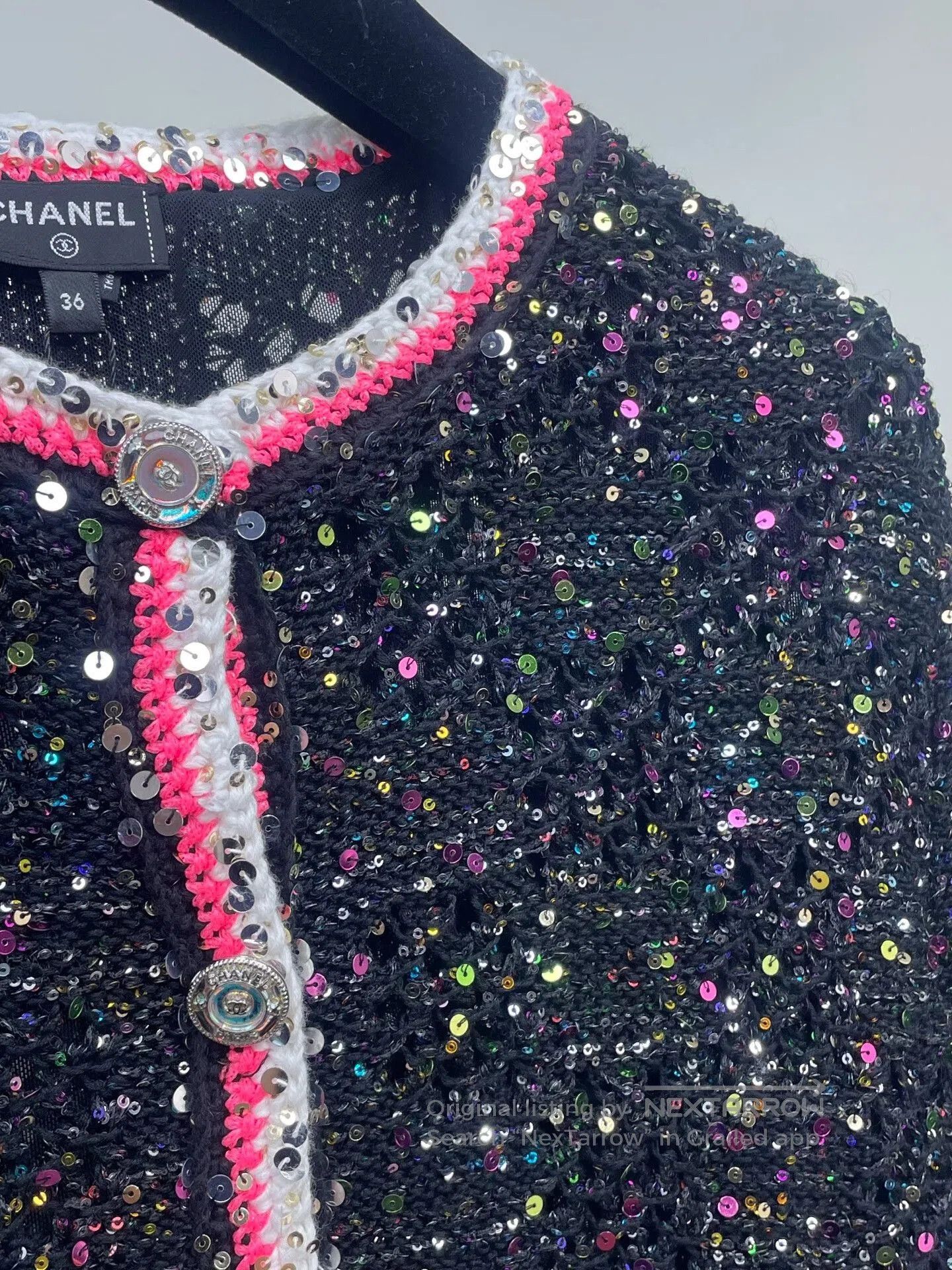 Chanel Chanel 24C Black Sequin Knit Cardigan. Size S / US 4 / IT 40 - 3 Thumbnail