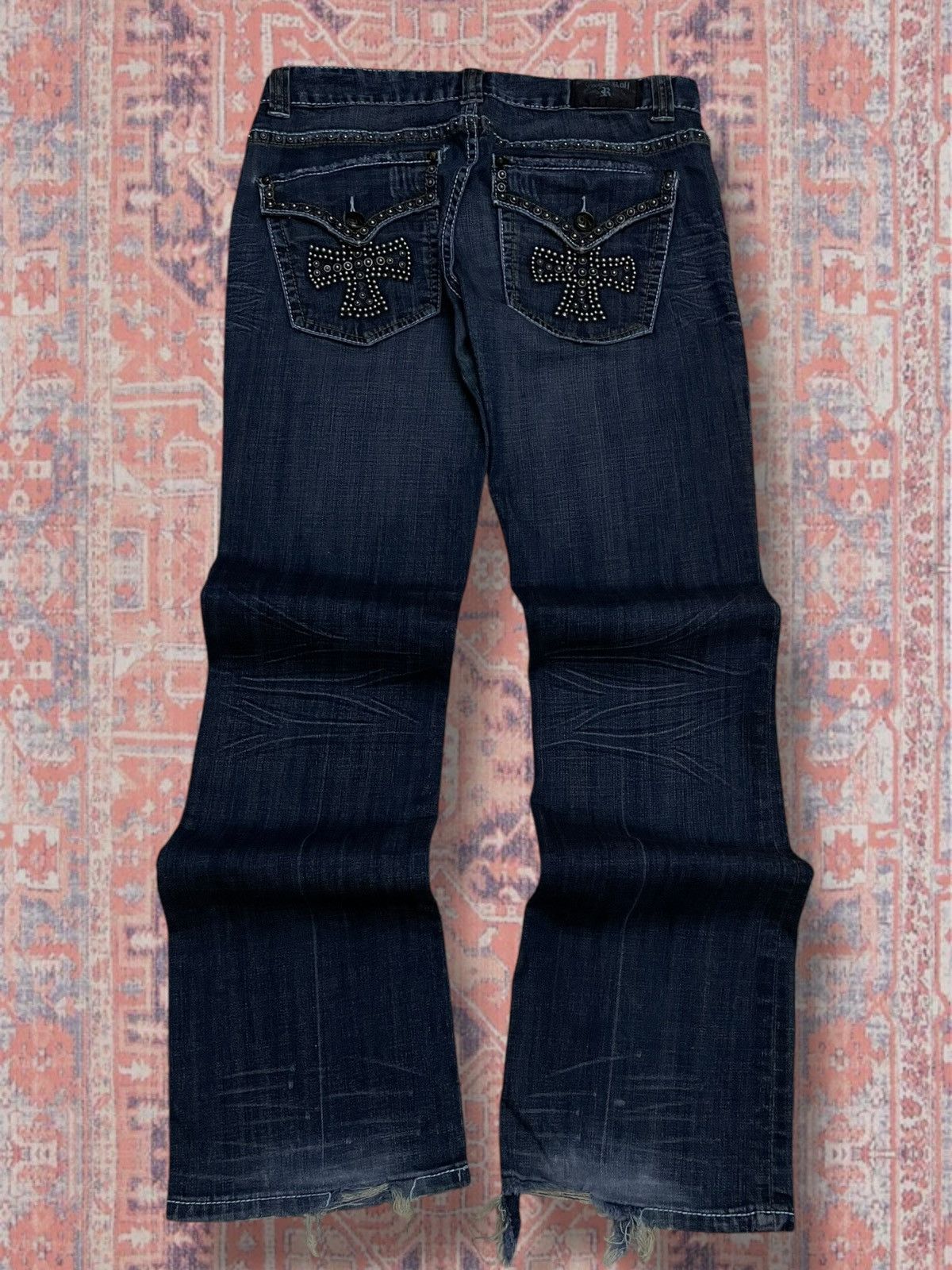Beauty Beast Vinage OG 1990s Designer Rock & Roll Affliction Cross Flared Size US 32 / EU 48 - 1 Thumbnail