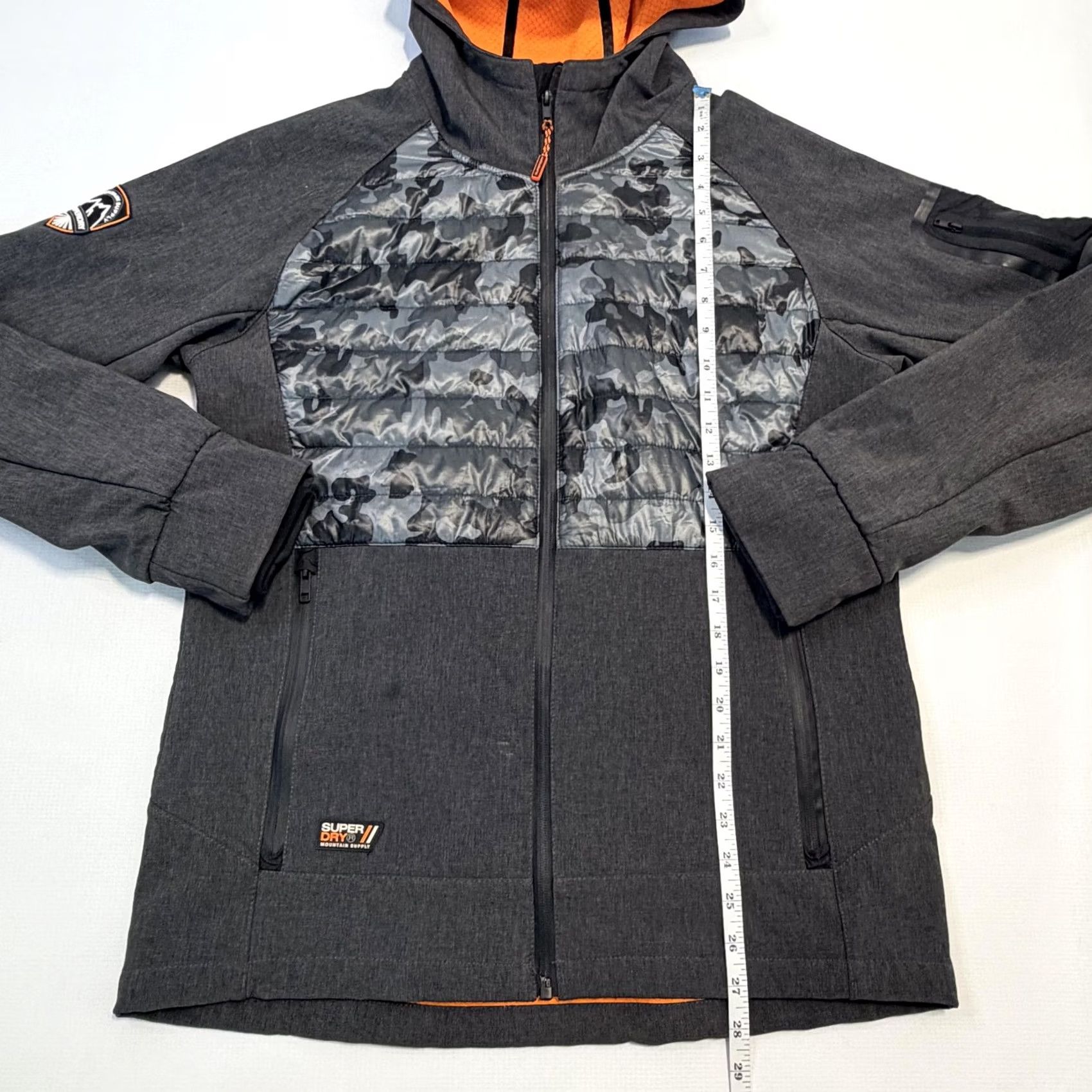 Superdry Superdry Hybrid Jacket Mens L Gray Camouflage Hooded Softshell Full Zip Ski Jacket Regular Fit Size US L / EU 52-54 / 3 - 5 Thumbnail
