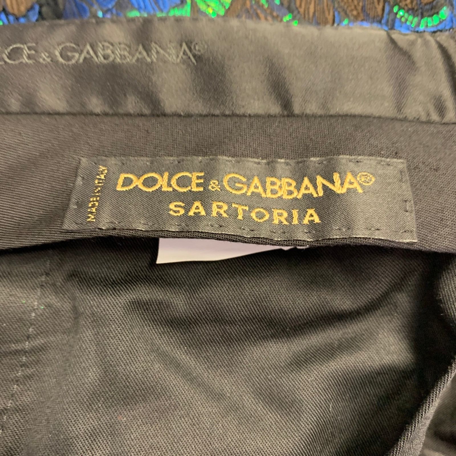 Dolce & Gabbana Size 44 Black Green Blue Jacquard Polyester Suit Size 44R - 14 Thumbnail