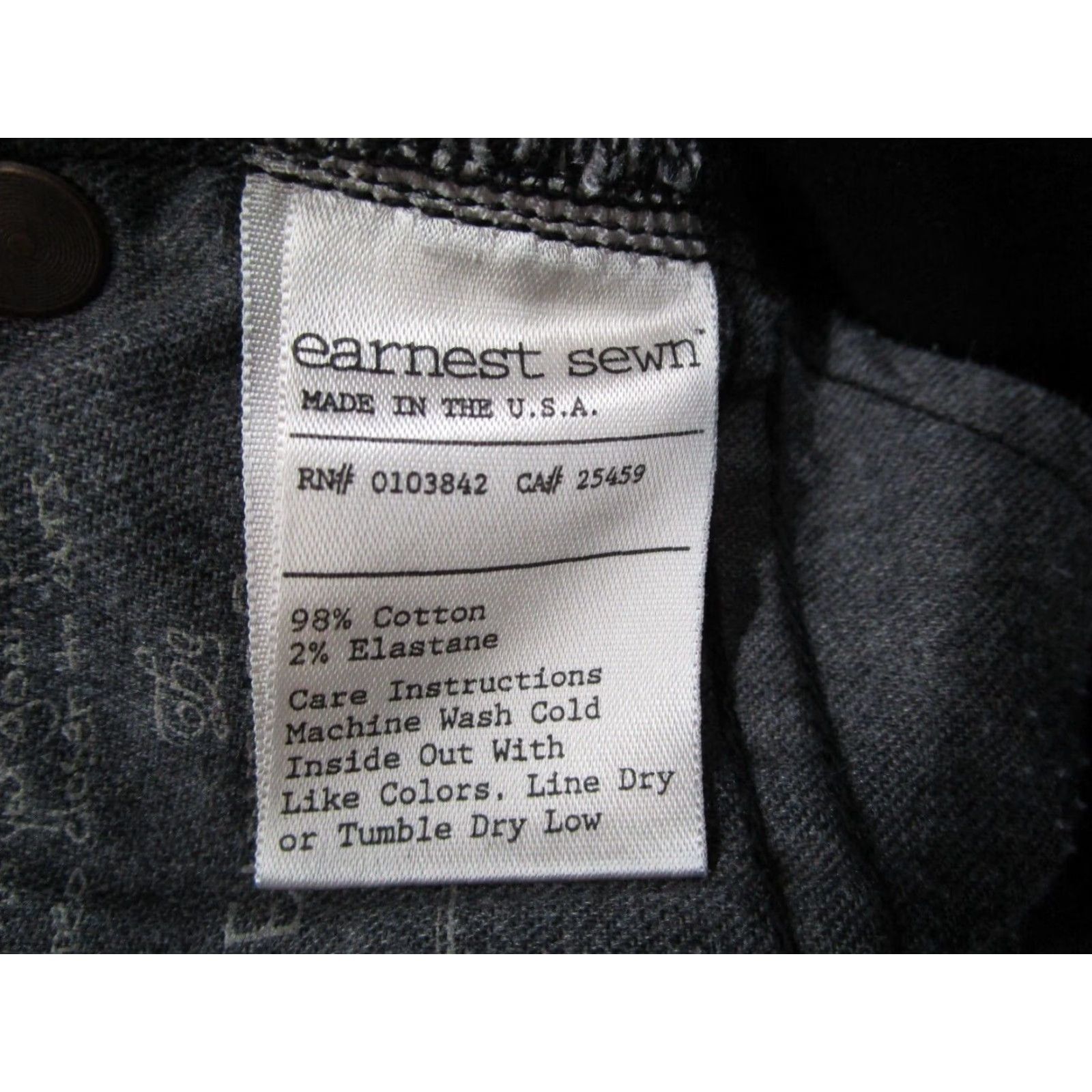 Vintage Earnest Sewn Men's Black Denim Jeans Fulton 92 Straight 32x27 Classic Fit Size US 32 / EU 48 - 4 Thumbnail