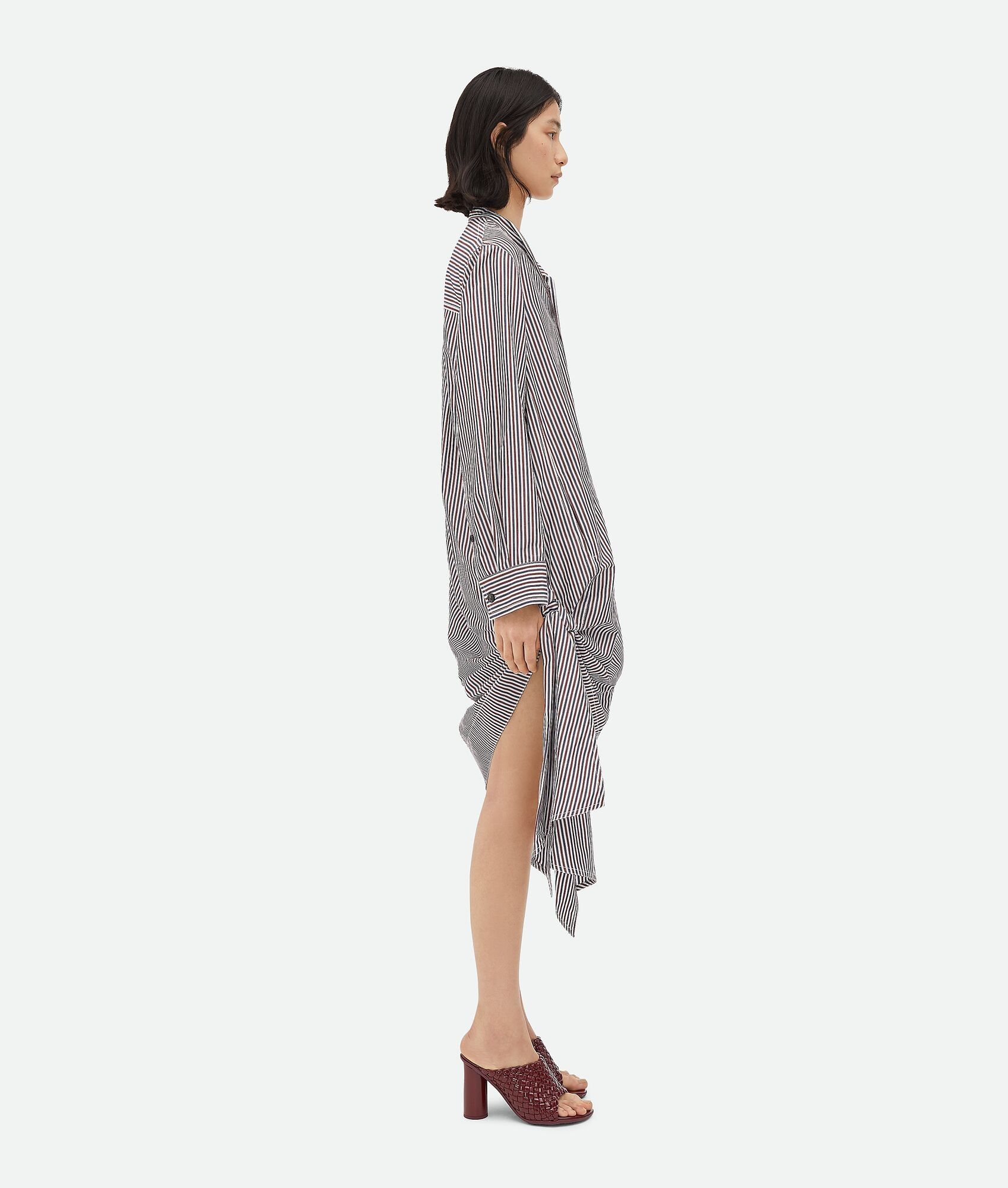 Bottega Veneta o1bcso1str0725 Cotton Striped Dress With Knot Detail Size M / US 6-8 / IT 42-44 - 2 Thumbnail