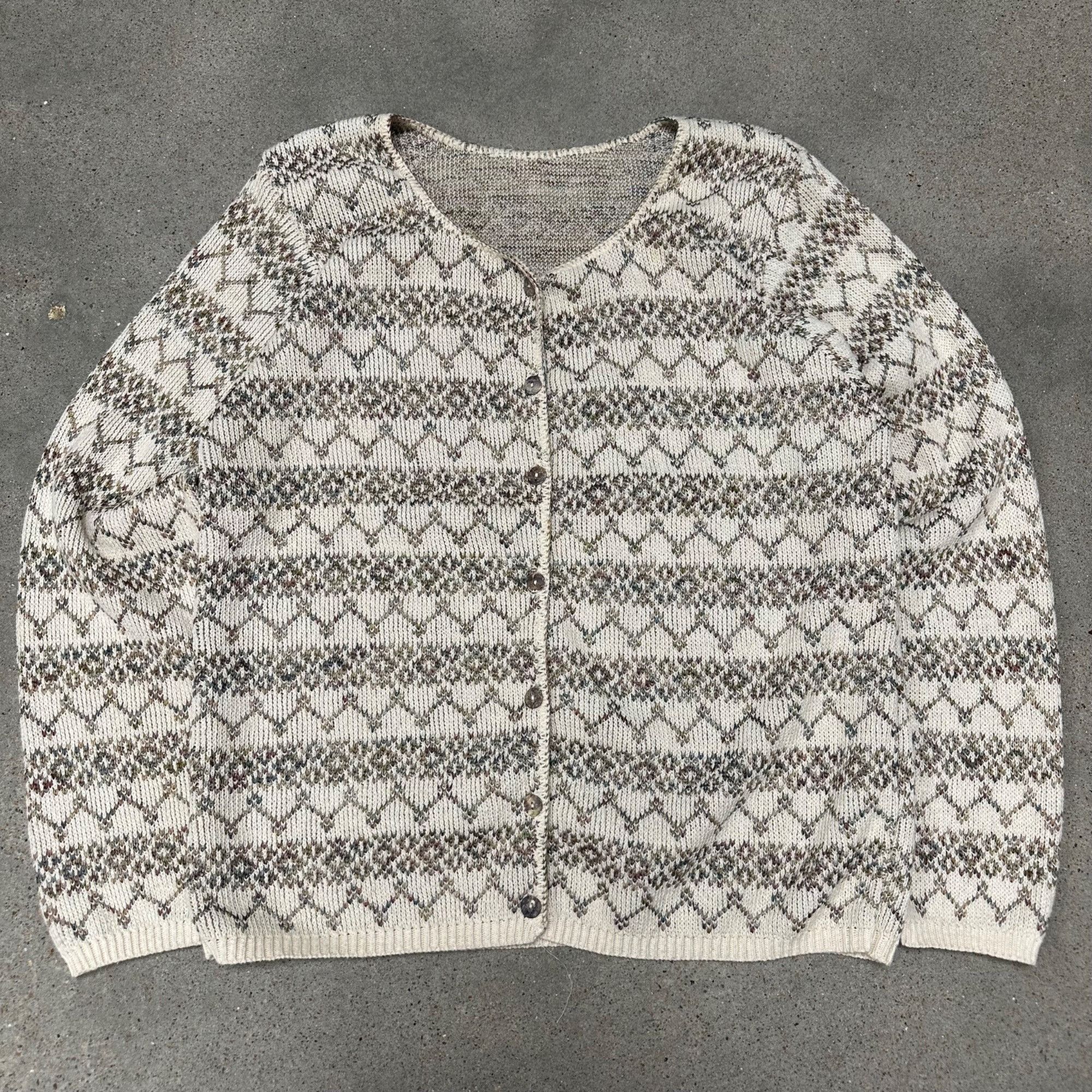Vintage Vintage Unique Knit Patterned Cardigan Sweater Size L / US 10 / IT 46 - 1 Thumbnail