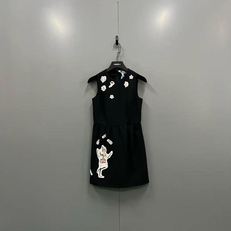 Valentino Valentino Black Cotton Sleeveless Dress for Women 0089 Size ONE SIZE - 1 Thumbnail