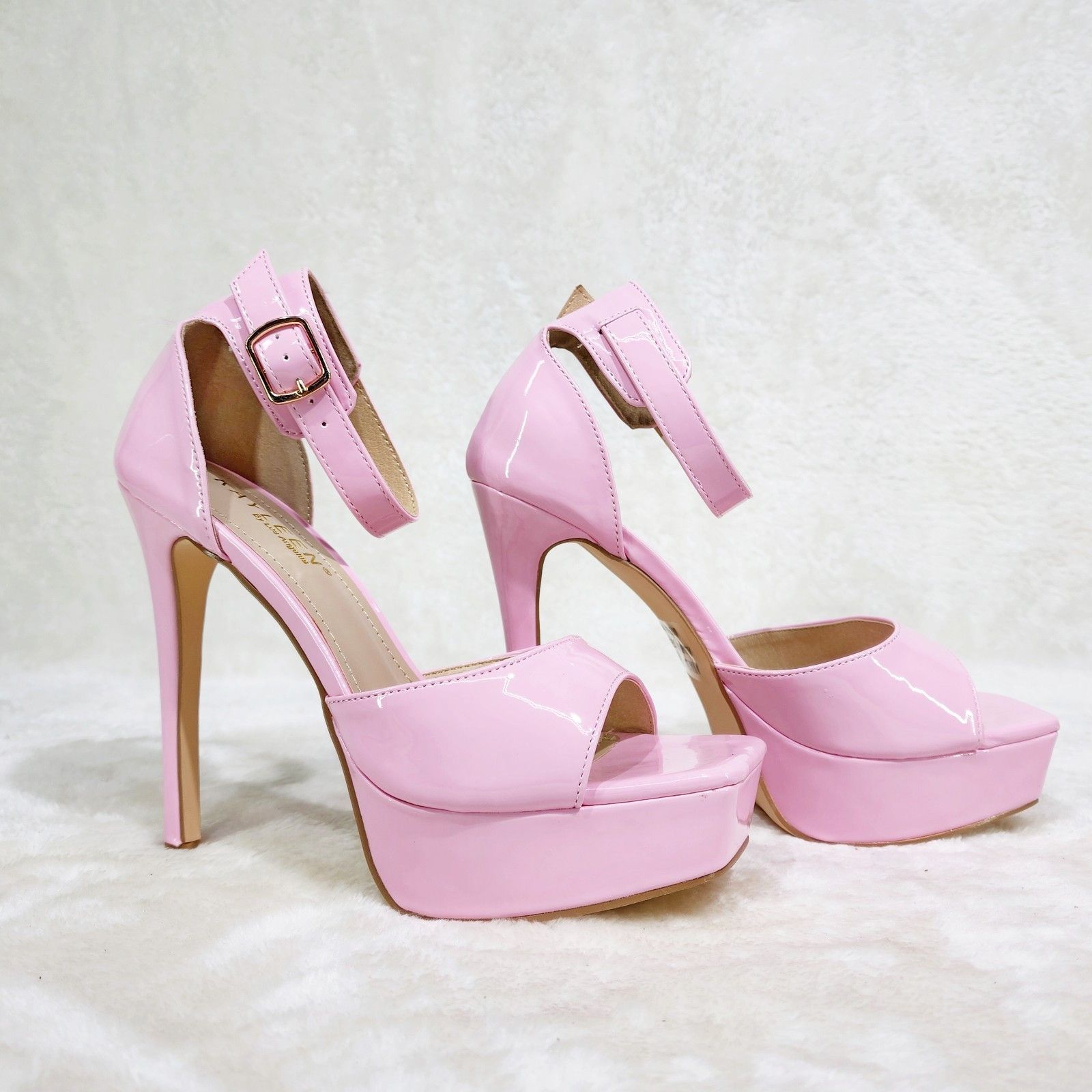 Other Jessica Pink Patent Platform Stiletto High Heels Ankle Strap Size US 8.5 / IT 38.5 - 5 Thumbnail