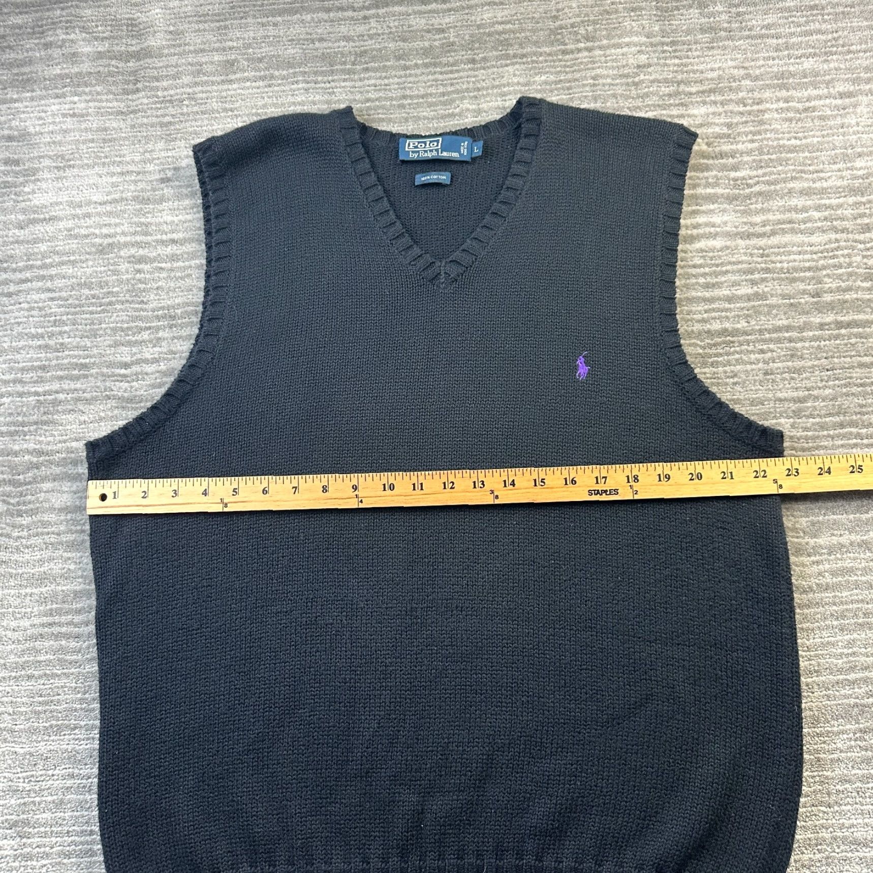 Polo Ralph Lauren VINTAGE Polo Ralph Lauren Vest Mens Large Black Knit Polo Ralph Lauren Sweater Vest Mens L Black Knit Logo 80s 90s Tennis Golf All Seasons Size US L / EU 52-54 / 3 - 7 Thumbnail