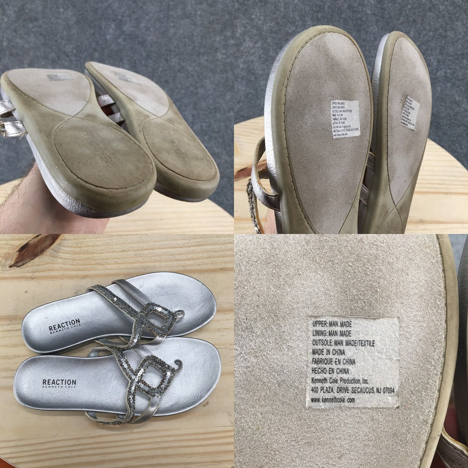 Kenneth Cole Kenneth Cole Reaction Sandals Womens 9 Thong Silver Sequins Casual Comfort Flats Size US 9 / IT 39 - 9 Thumbnail
