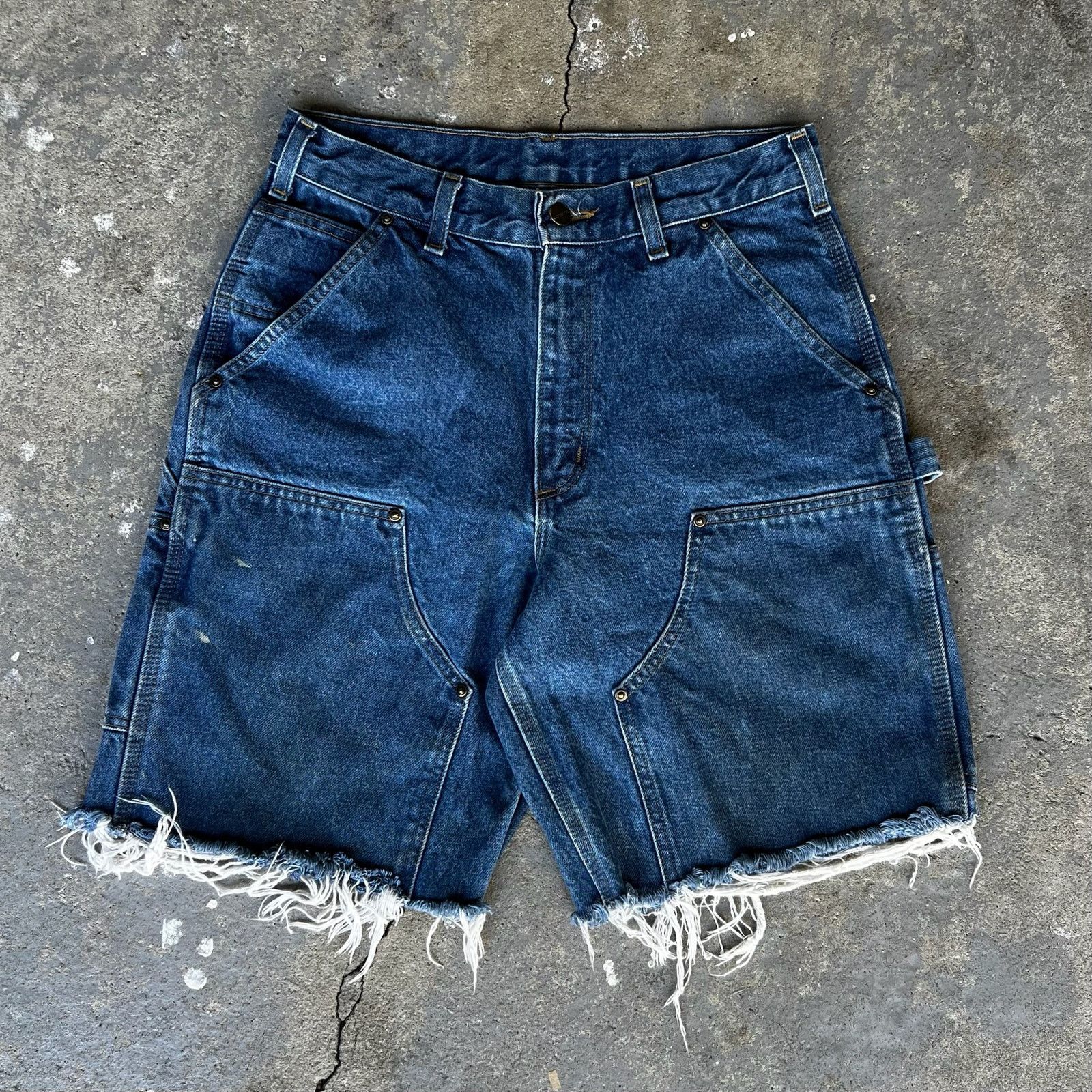 Carhartt × Vintage Carhartt denim blue jean double knee work carpenter shorts Size US 29 - 1 Thumbnail
