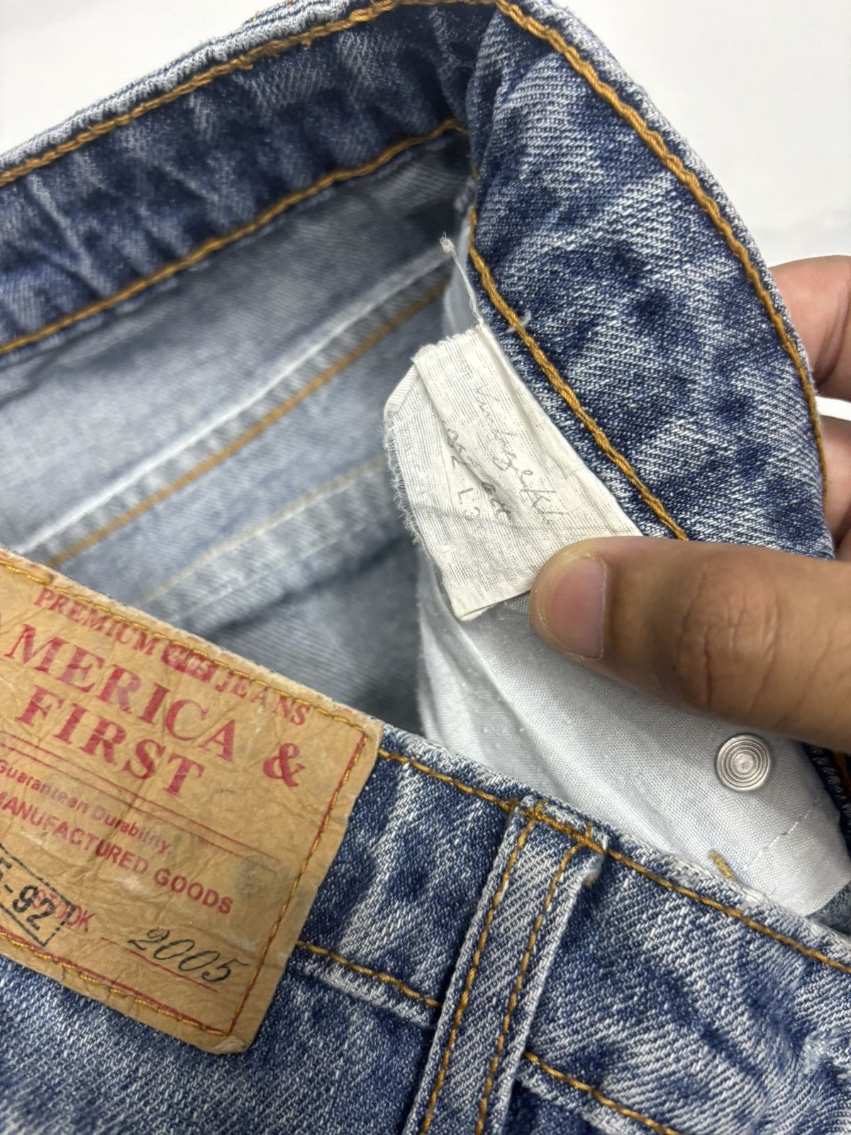 If Six Was Nine FLARE💥90s Flare Twist Denim America & First Distress Jeans Size US 33 - 11 Thumbnail