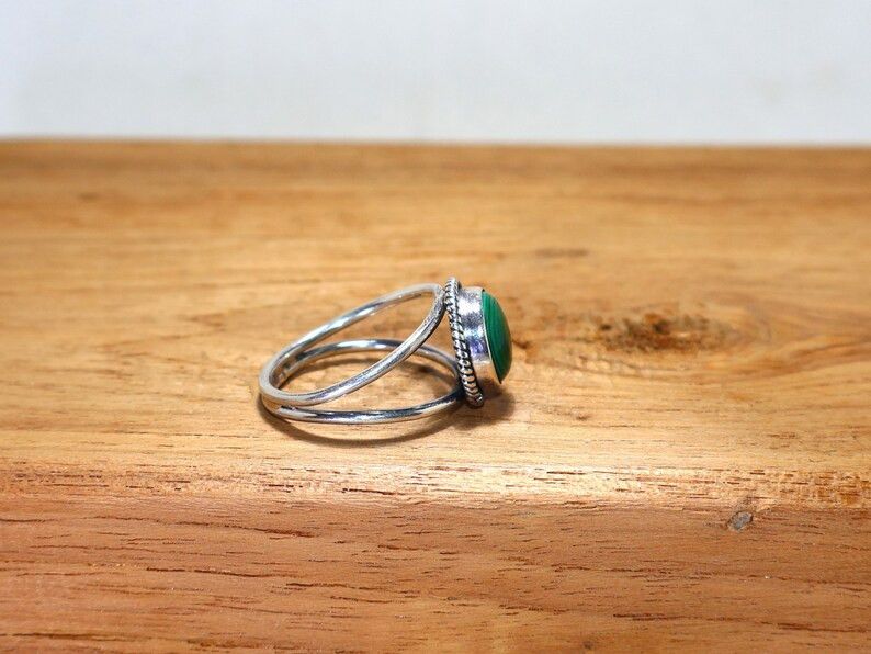 Handmade Handmade Malachite Sterling Silver Ring, Gift for Christmas Size ONE SIZE - 5 Thumbnail