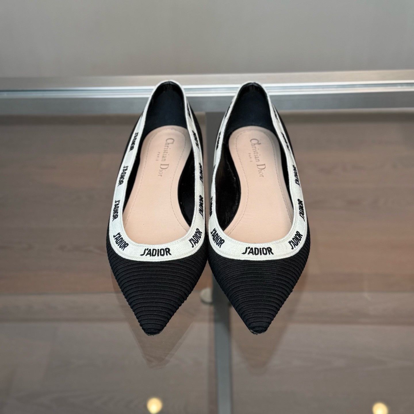 Dior Dior J'Adior Black Pointed-Toe Flats Size US 7.5 / IT 37.5 - 1 Thumbnail