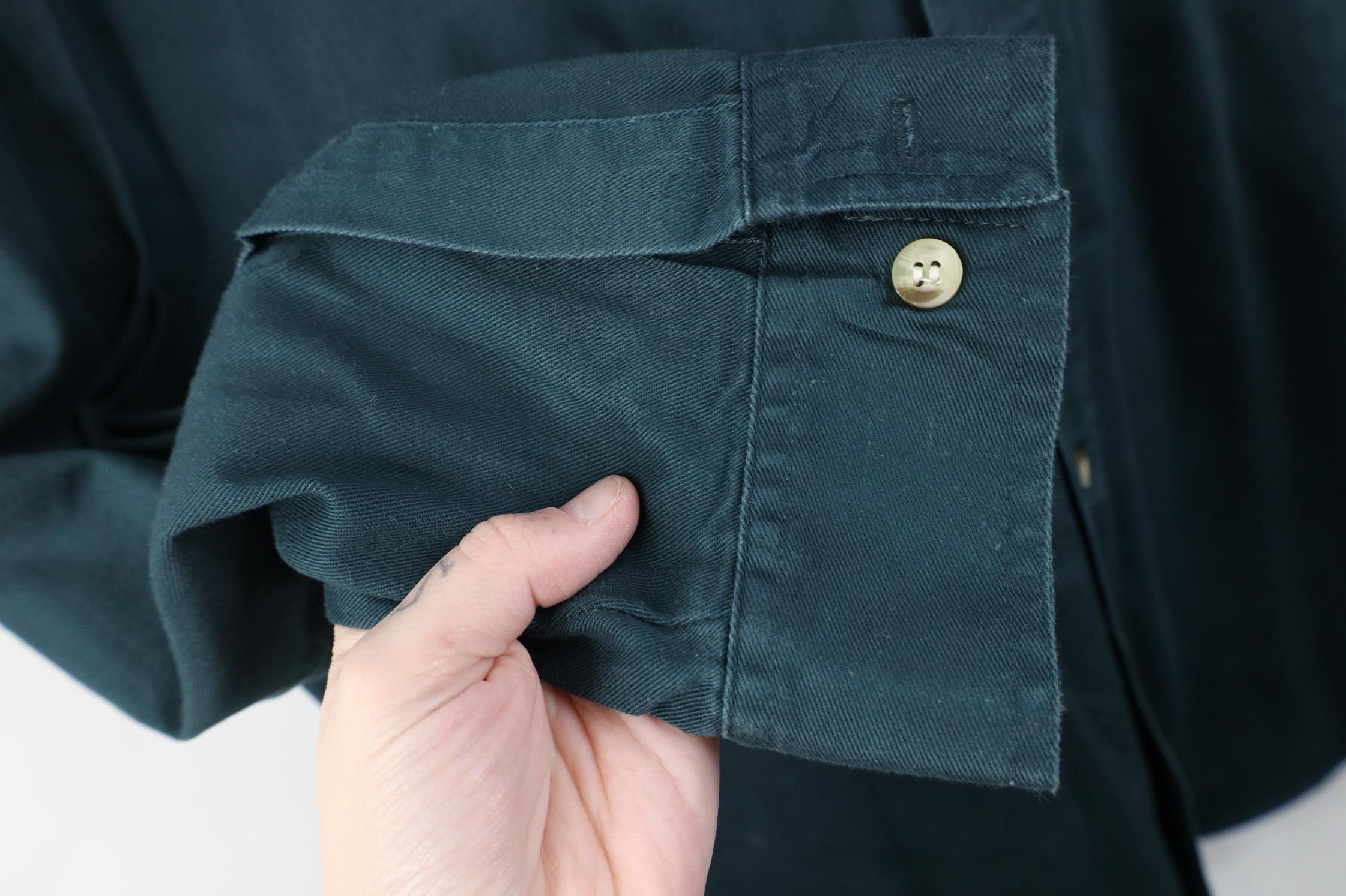Vintage Vintage 90s Streetwear Denim Band Collar Button Shirt Green Size US M / EU 48-50 / 2 - 9 Thumbnail
