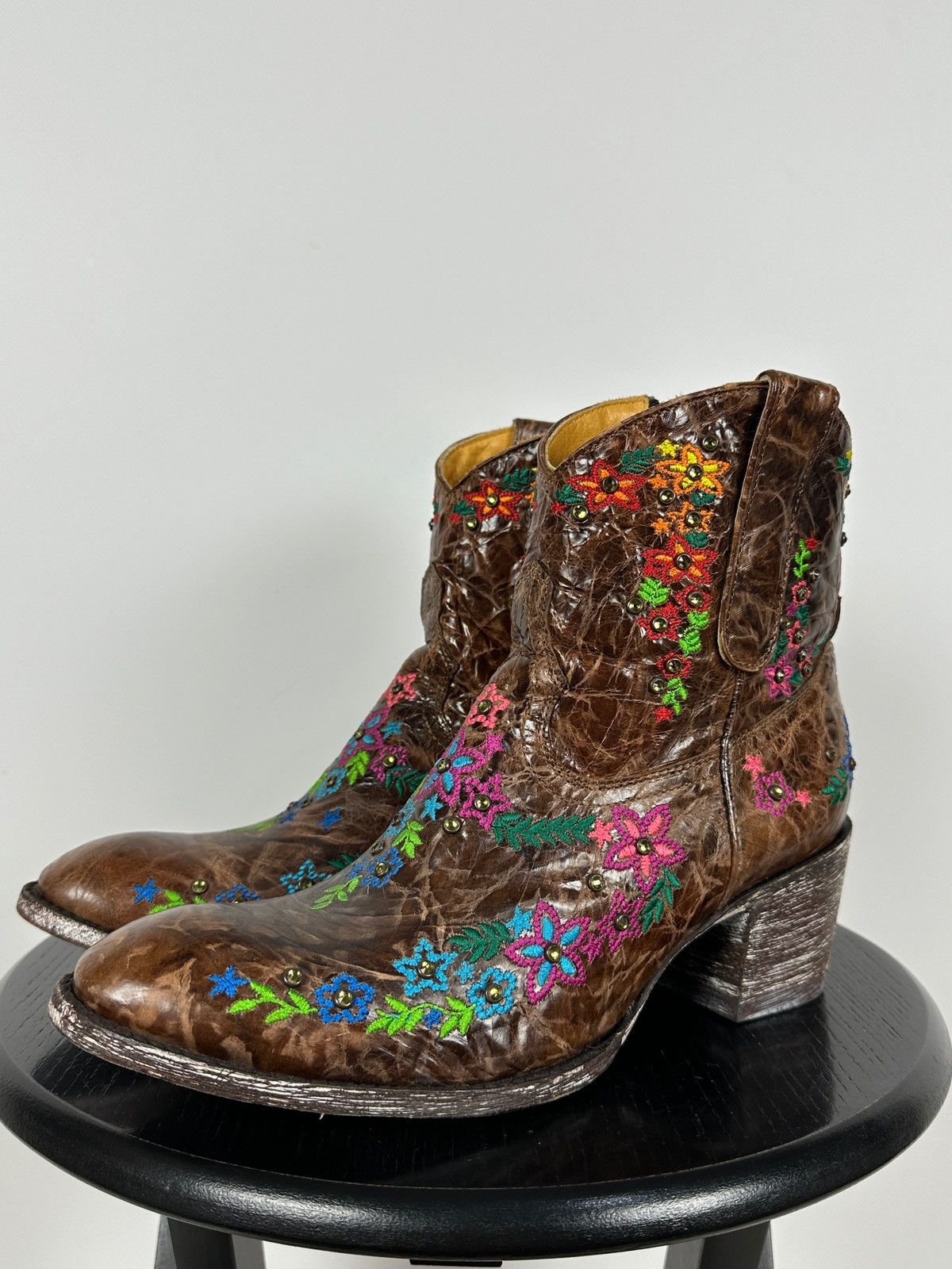 Old Gringo Mexicana Old Gringo Sora Leather Cowboy Floral Ankle Boots Size US 9.5 / IT 39.5 - 9 Thumbnail