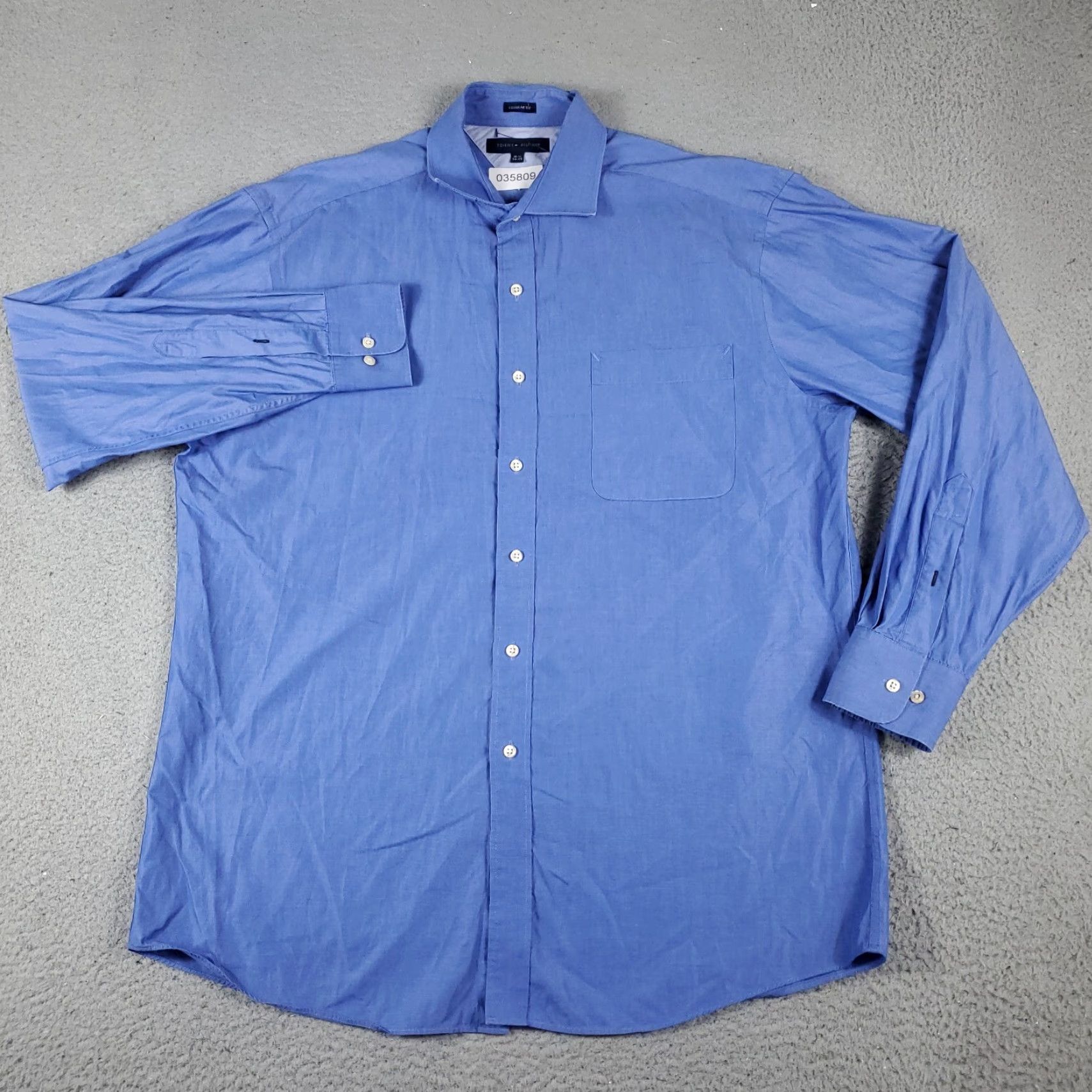 Tommy Hilfiger VINTAGE Tommy Hilfiger Shirt Mens 16.5 Blue Dress Long Sleeve Button Up Collar Dress Shirt Men 16.5 Blue Modern Classic Preppy Size 42R - 2 Thumbnail