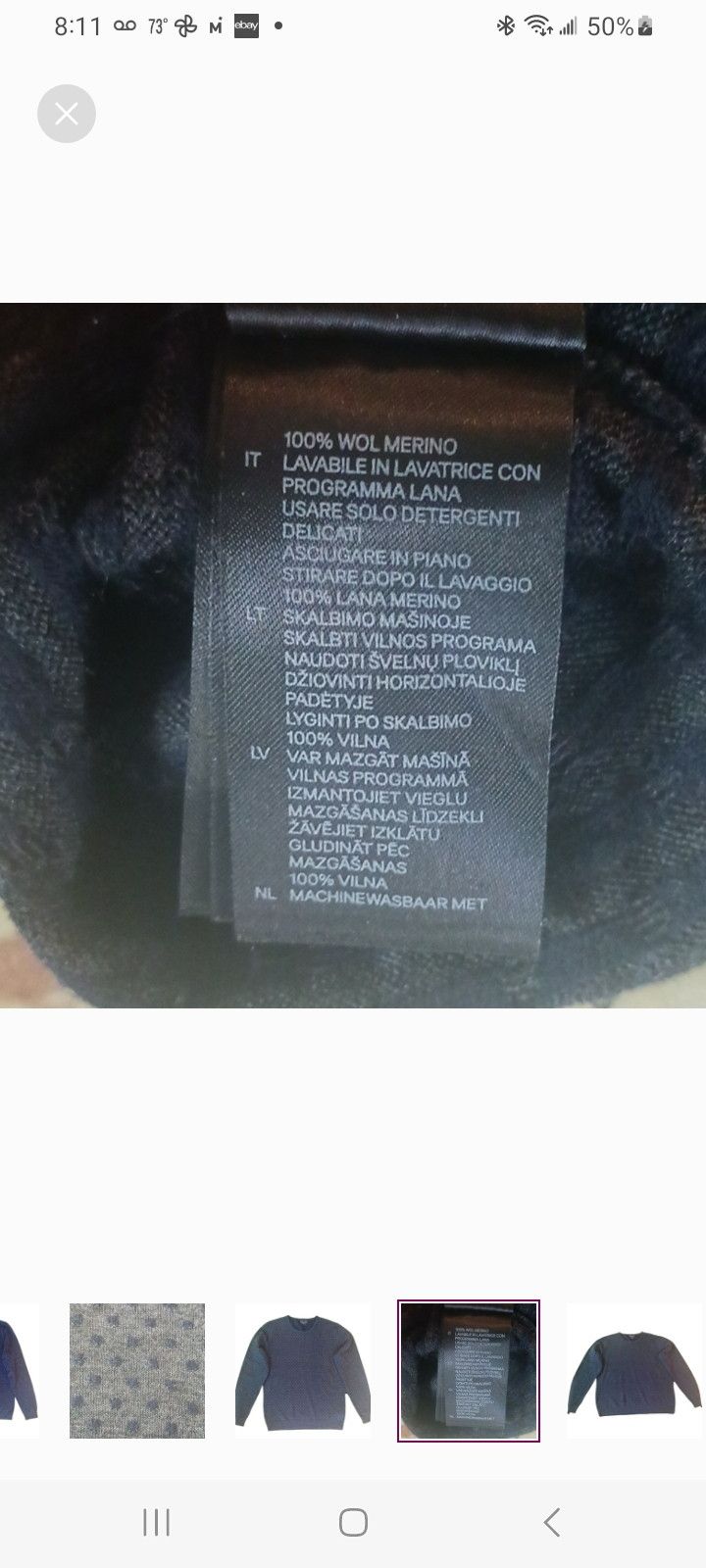 H&M H & M Wool Sweater, L, Grey & Navy Size US M / EU 48-50 / 2 - 6 Thumbnail