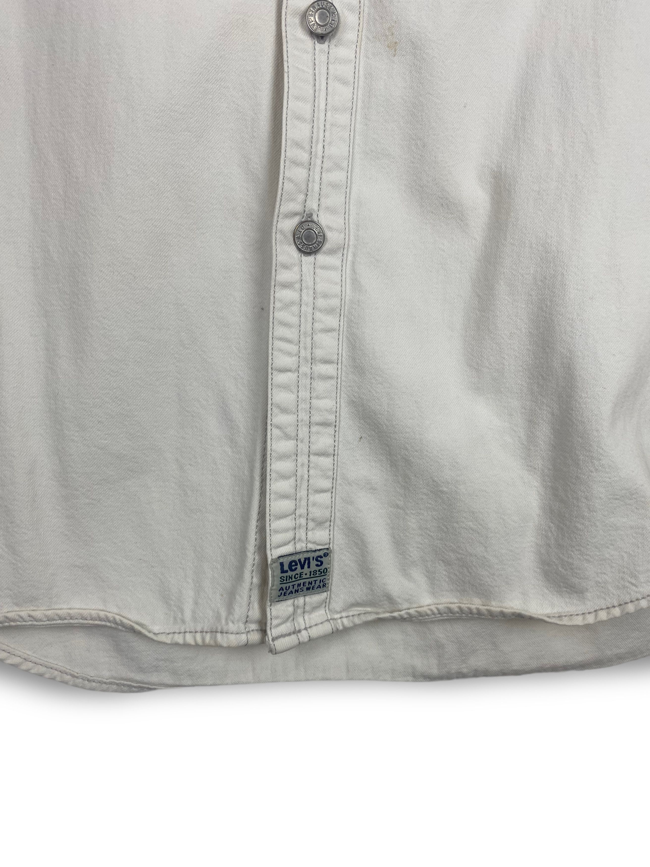 Levi's 90s Vintage LEVIS White Heavy Denim Button Up Shirt M453 Size US XL / EU 56 / 4 - 5 Thumbnail
