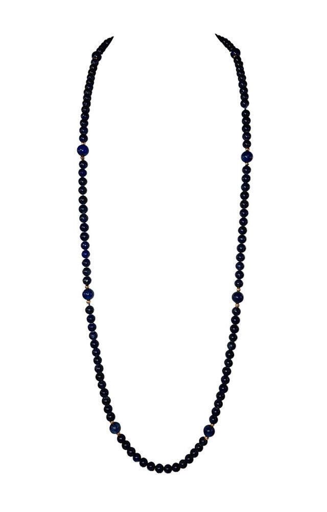 Designer 14KT Yellow Gold and Lapis Lazuli Bead Opera Length Necklace Size ONE SIZE - 1 Thumbnail