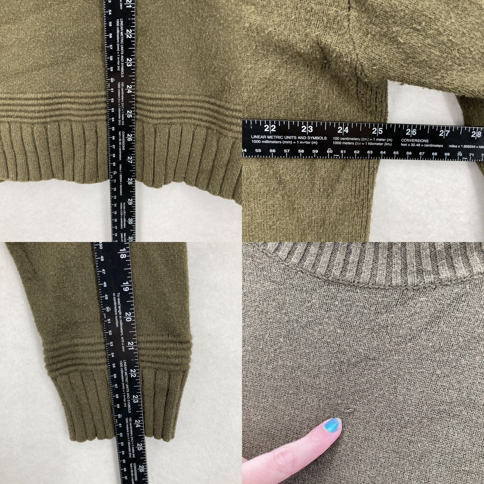 Anthropologie VINTAGE Anthropologie Sweater Womens XL Olive Button Shoulder Mock Neck Ribbed Pullover Size XL / US 12-14 / IT 48-50 - 8 Thumbnail