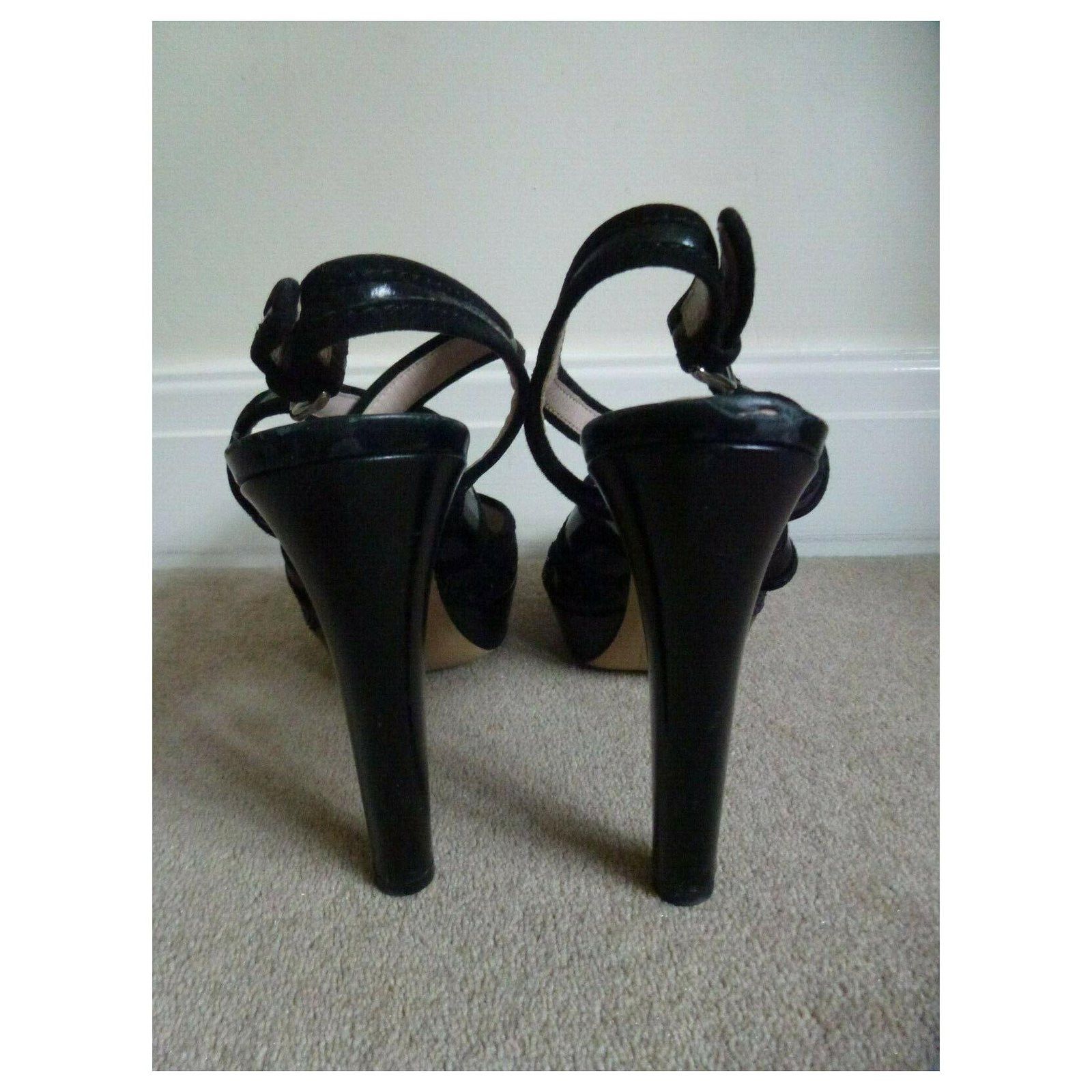 Miu Miu Glitter high heeled platform sandals Size US 9 / IT 39 - 3 Thumbnail