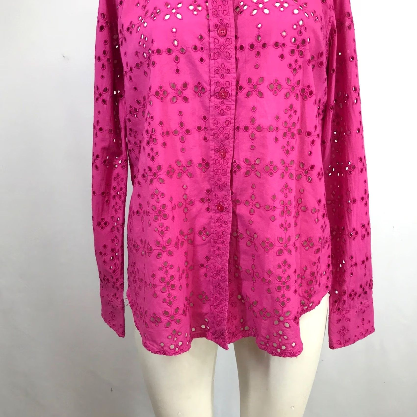 Ralph Lauren Lauren Ralph Lauren Cotton Button Down Shirt M Magenta Pink Eyelet Embroidery Size M / US 6-8 / IT 42-44 - 3 Thumbnail