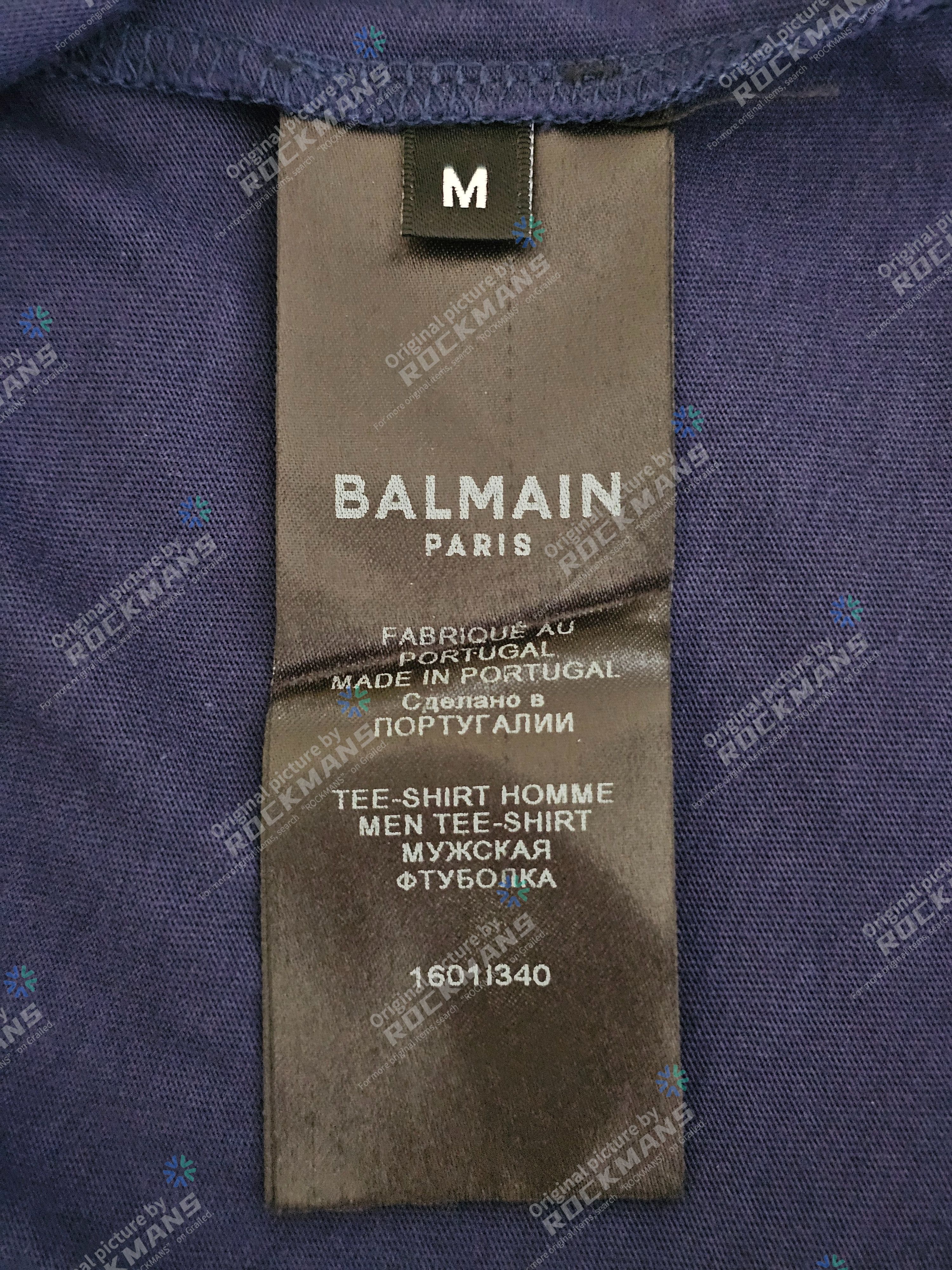 Balmain Balmain Navy Silver Metallic Logo T-Shirt Size M Size US M / EU 48-50 / 2 - 5 Thumbnail