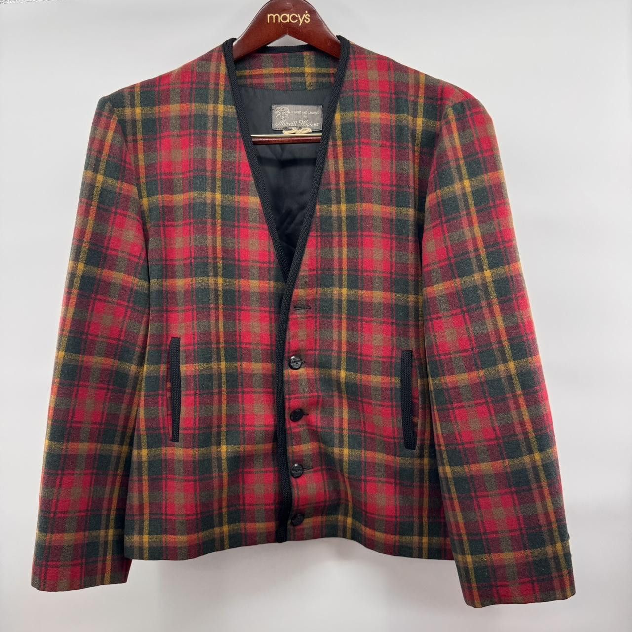 The Unbranded Brand Vintage Merrill Woolens Women’s Plaid Wool Jacket Rare Size L / US 10 / IT 46 - 1 Thumbnail
