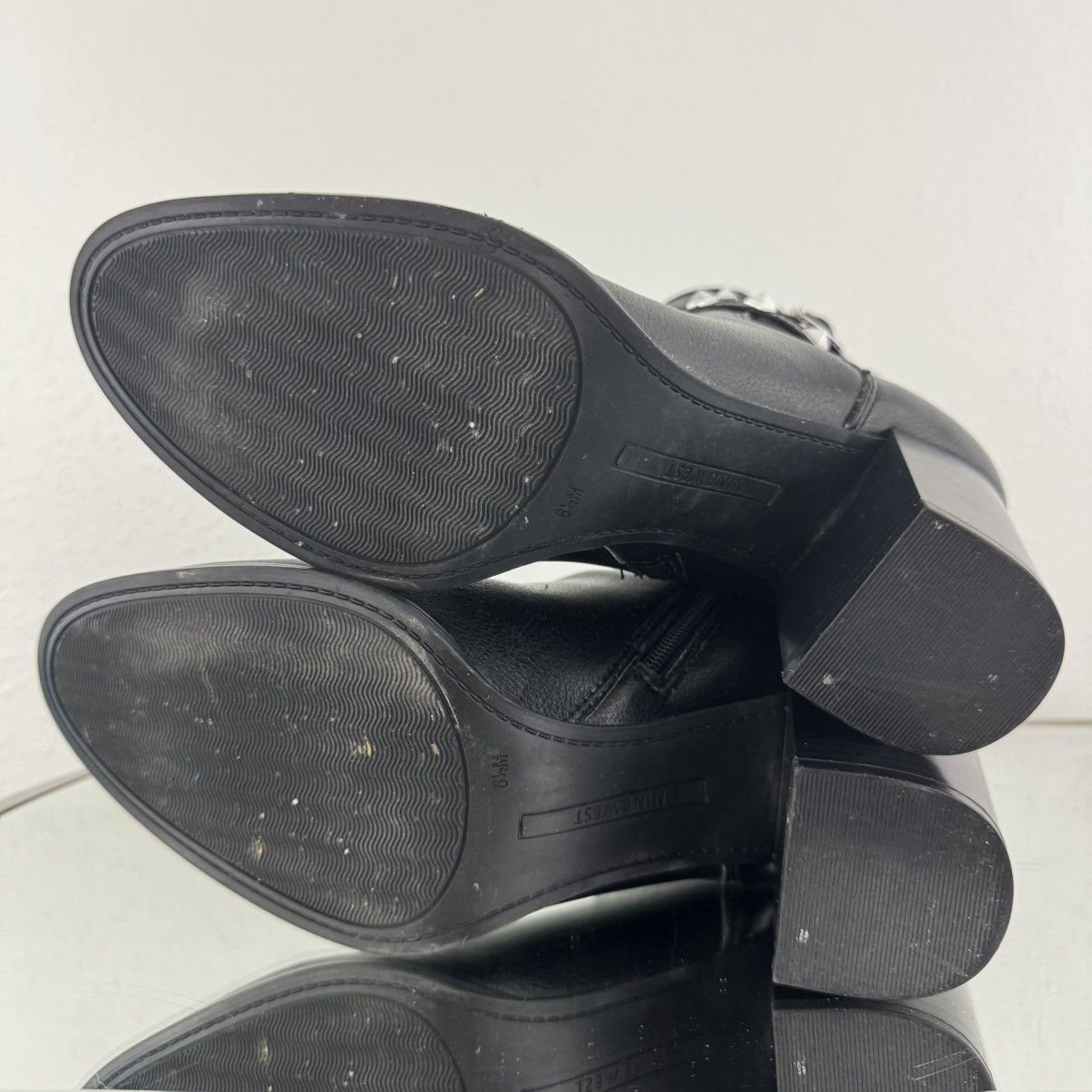 Nine West NINE WEST Black Faux Leather Donda Silver Stud Ankle Boots Size US 8.5 / IT 38.5 - 9 Thumbnail