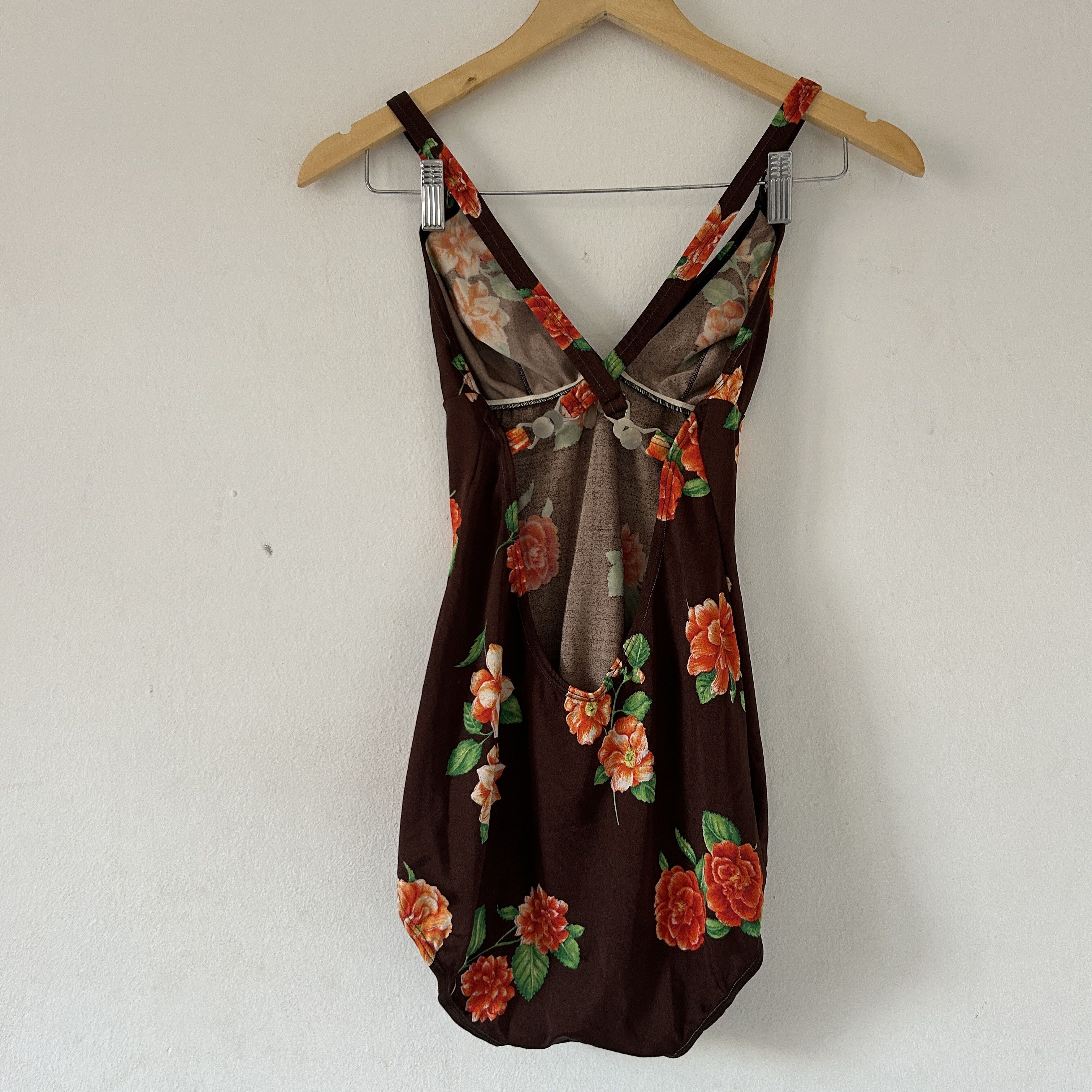 Vintage Vintage 90s Brown Floral Swimsuit Size XL / US 12-14 / IT 48-50 - 9 Thumbnail