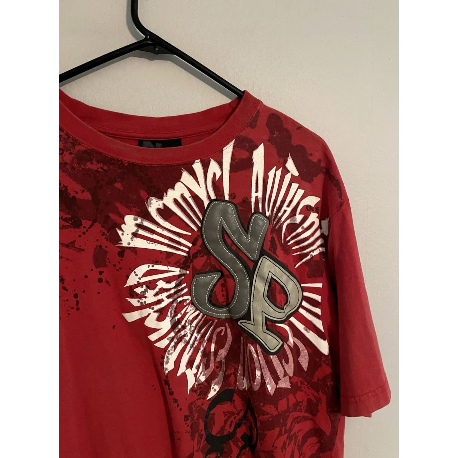 Southpole VINTAGE Southpole Red Graffiti Leather Logo T-Shirt Men's XLarge Size US XL / EU 56 / 4 - 2 Thumbnail