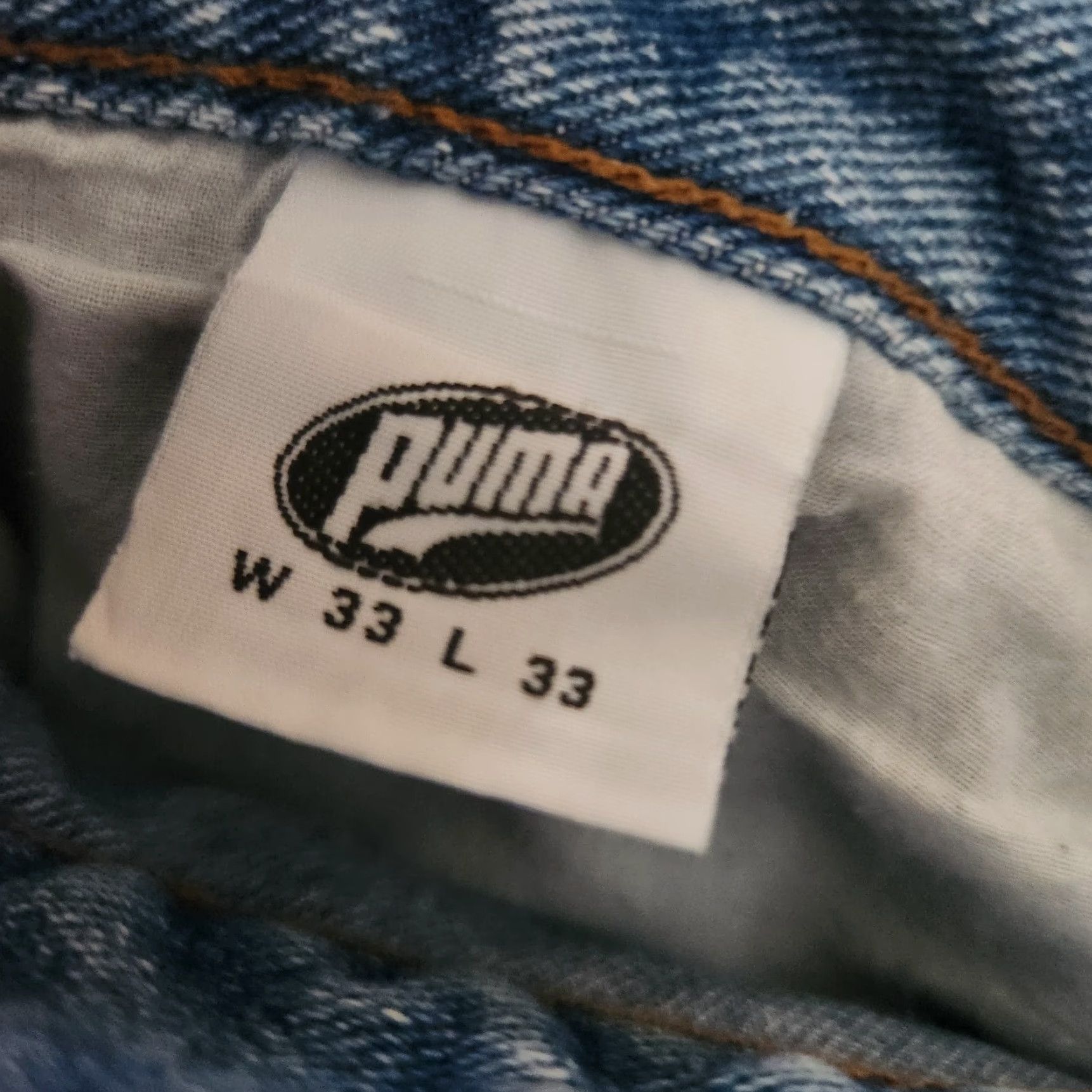 Puma VINTAGE PUMA Jeans Men's 33x33 Y2K Light Wash Hip Hop Skater Street Wear Jeans 33 in Inseam 5-Pocket Denim Cotton Blue Regular Men Size US 33 - 6 Thumbnail