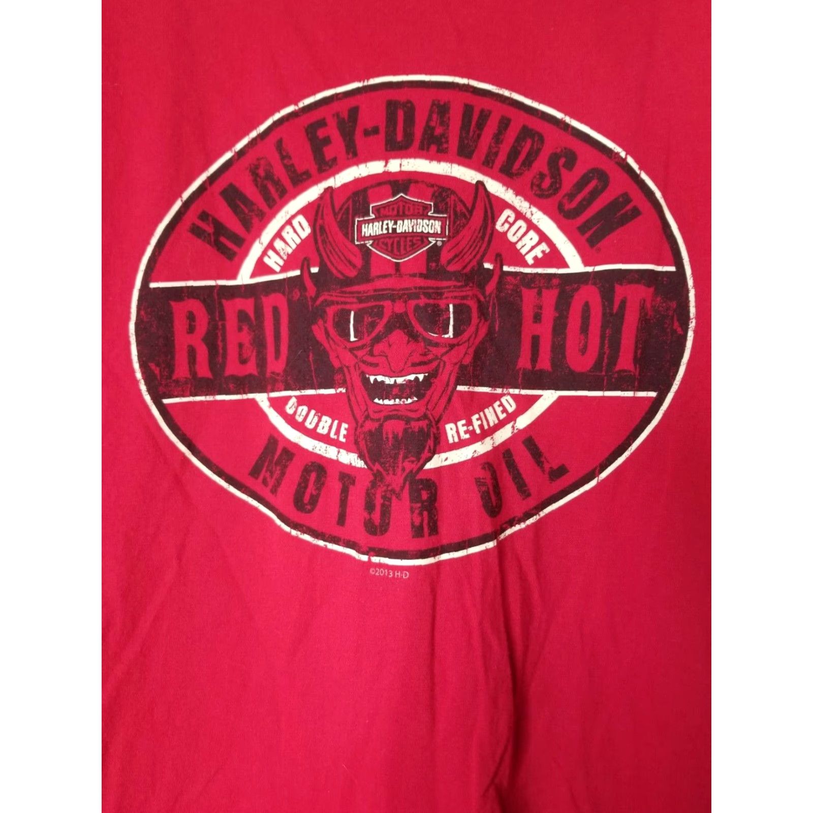 Harley Davidson Harley-Davidson Mens T-Shirt 2XL Red Graphic Motorcycle Sturgis 2013 Urban Streetwear Skull USA Horror Gothic Biker Short Sleeve Crew Neck Mens Size US XXL / EU 58 / 5 - 2 Thumbnail